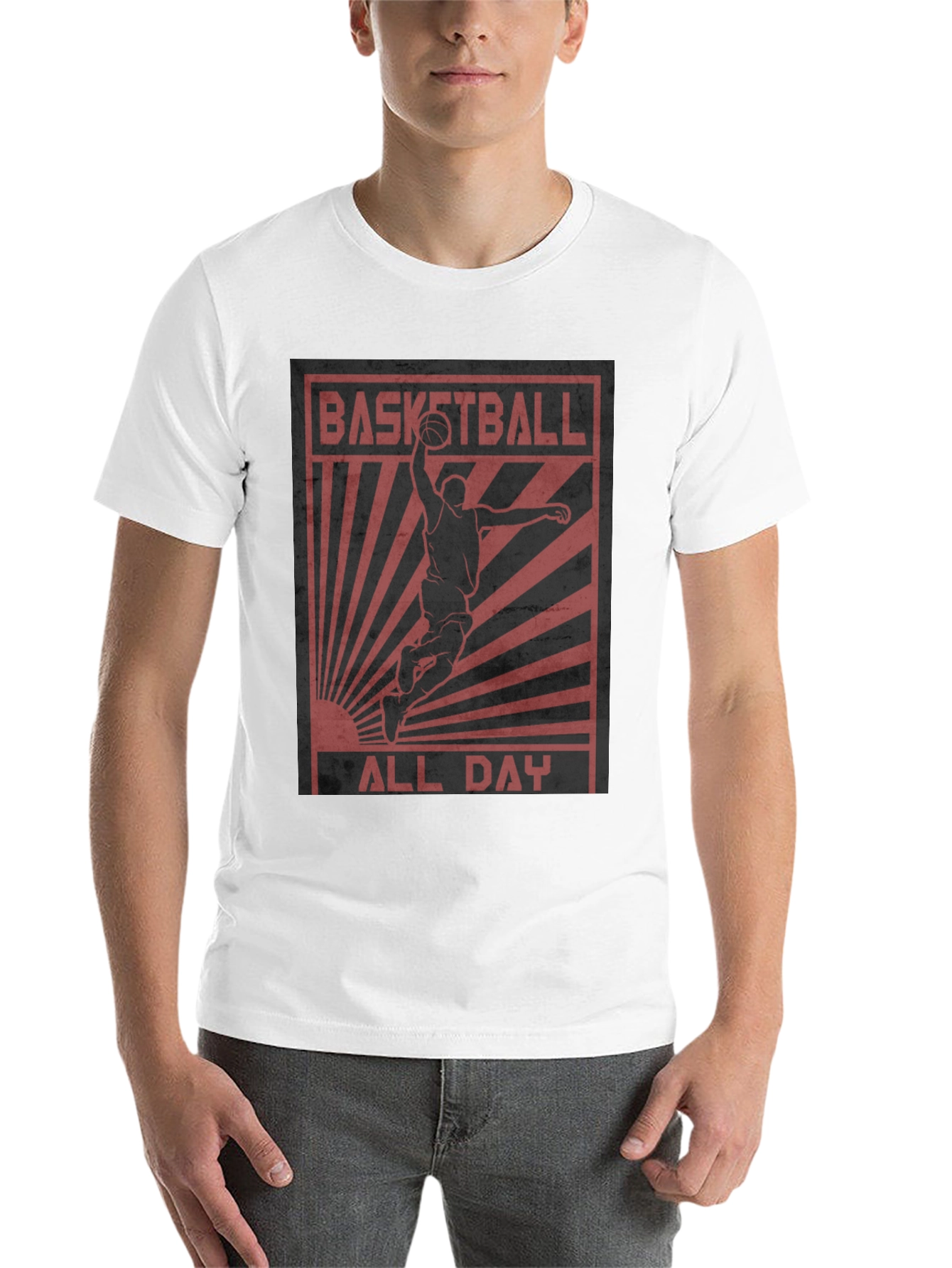 Black Basketball All Day Graphic Tee - Black Cotton T-Shirt view 14