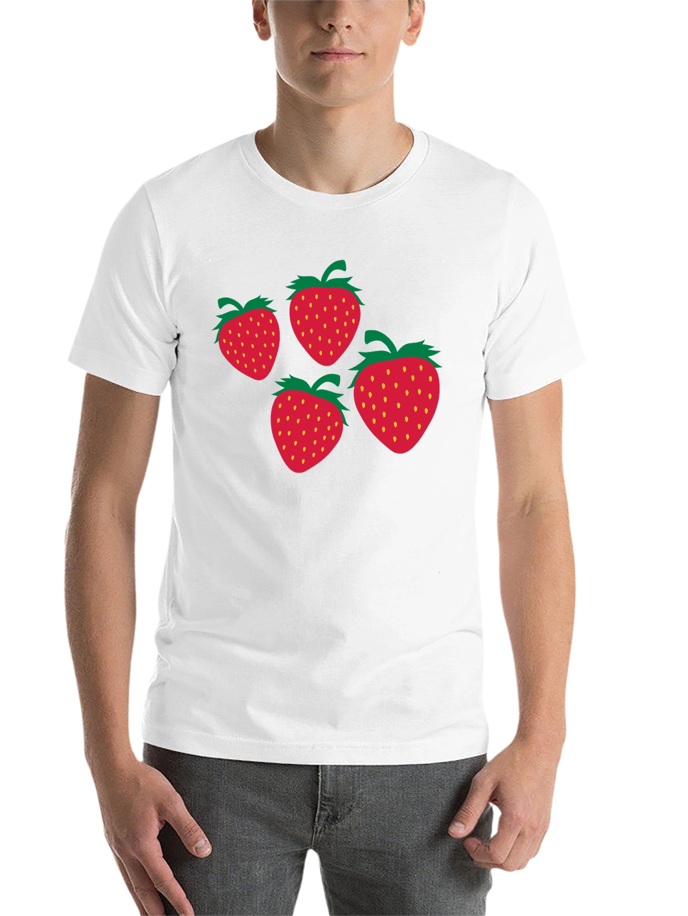 Black Strawberry Print Black T-Shirt view 14