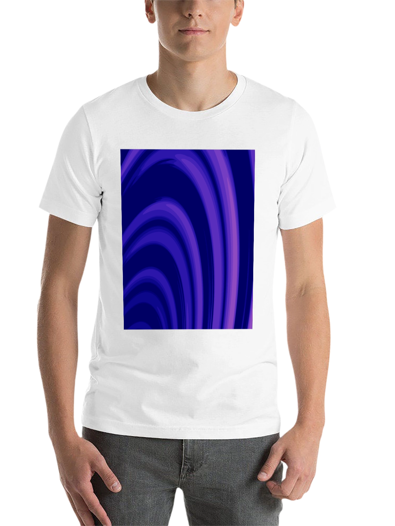 Black Abstract Purple Swirl Graphic Tee view 14
