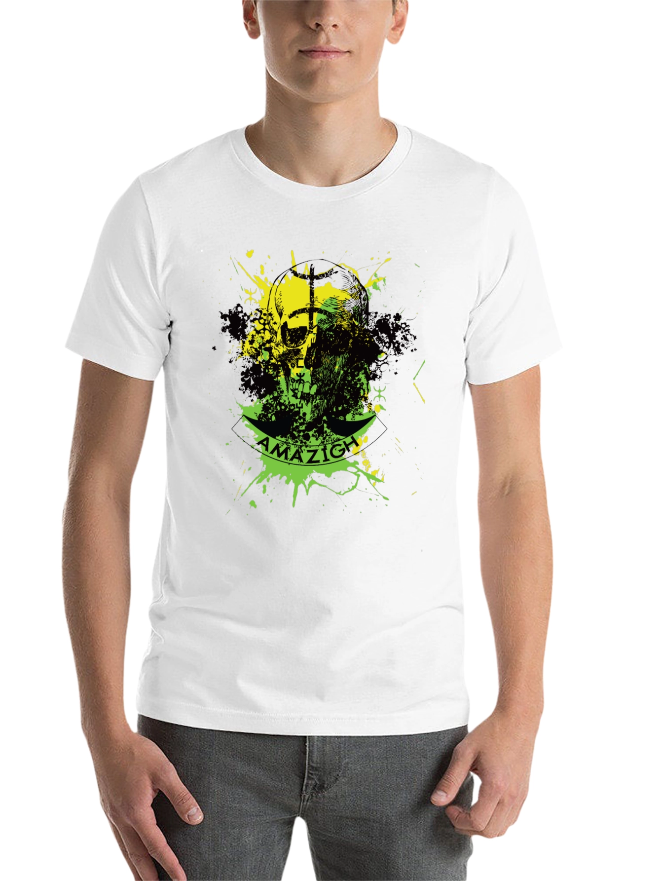 Black Amazigh Skull Graphic Black T-Shirt view 14