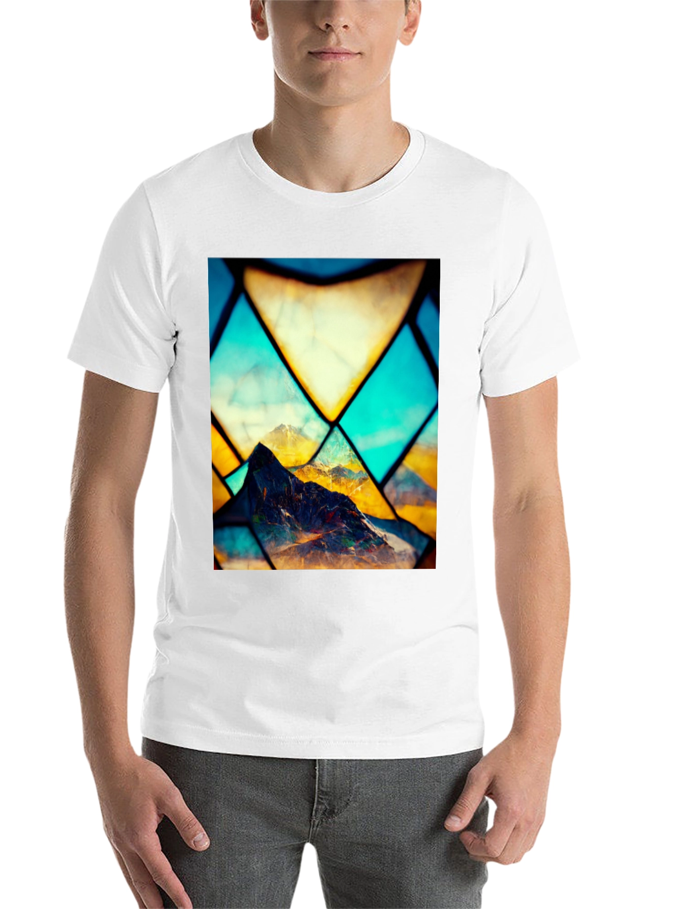 Black Mountain Stained Glass Graphic Black Tee view 14