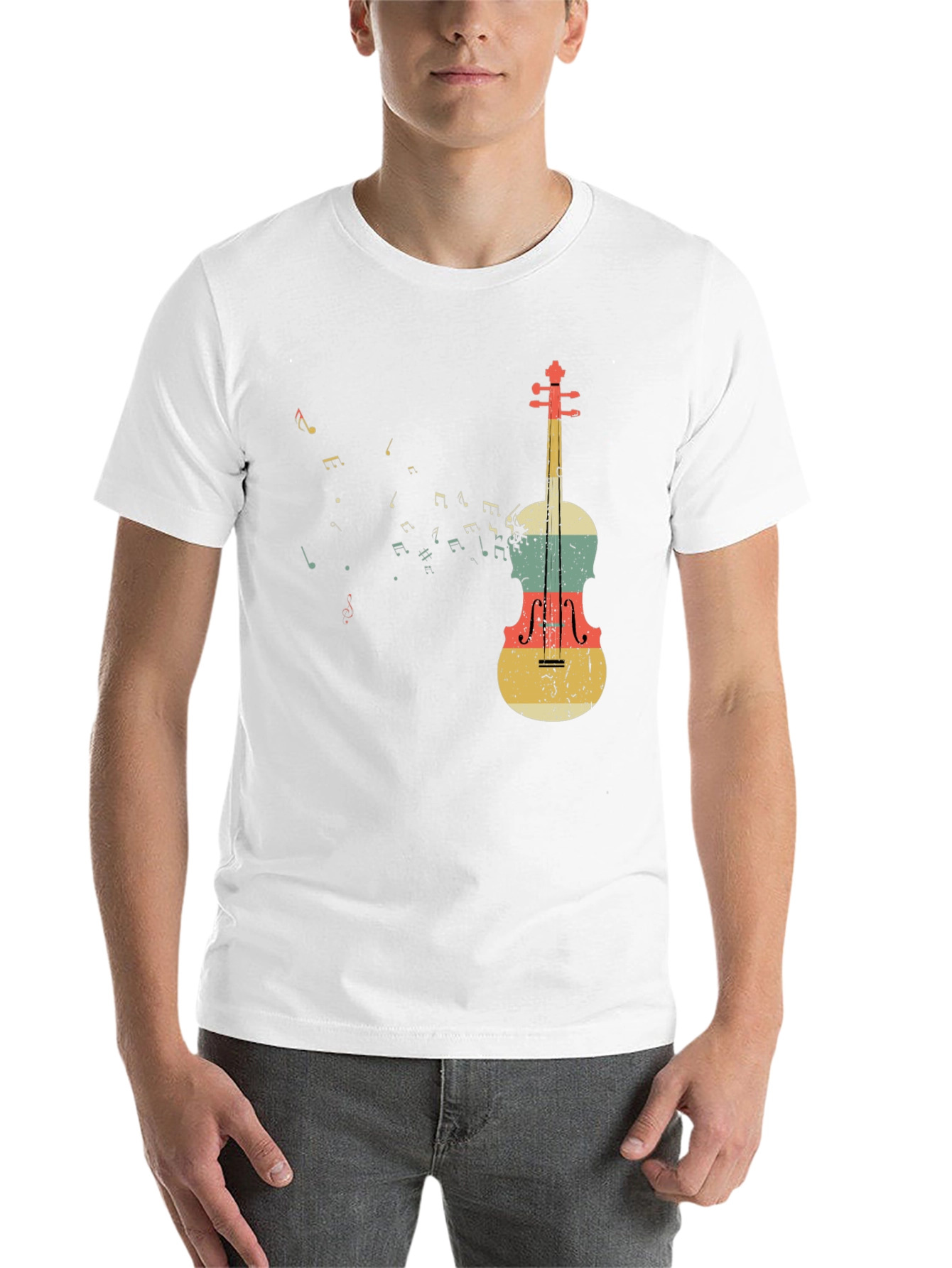 Black Musical Notes & Violin Graphic T-Shirt view 14