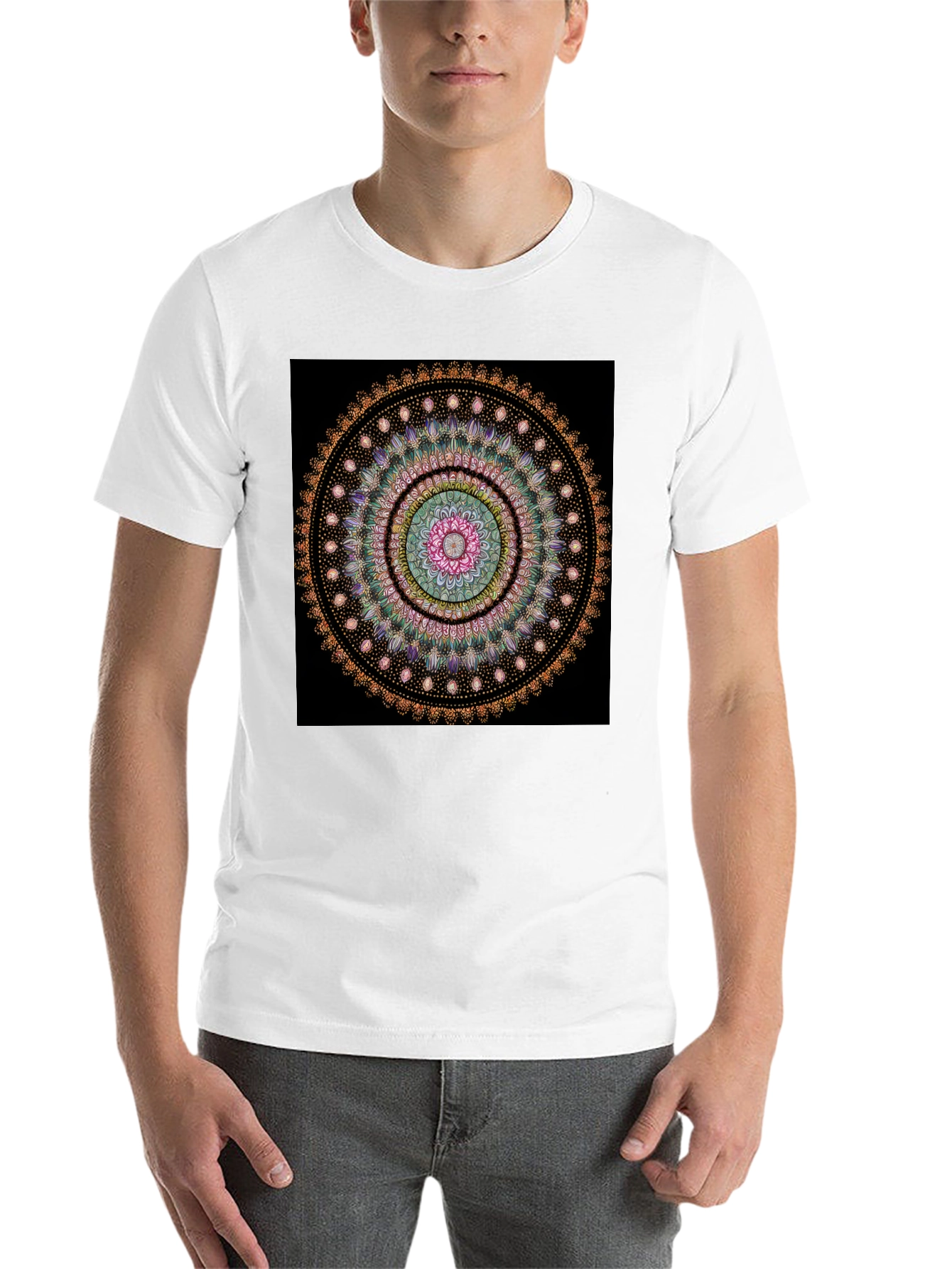 Black Mandala Art Black T-Shirt view 14