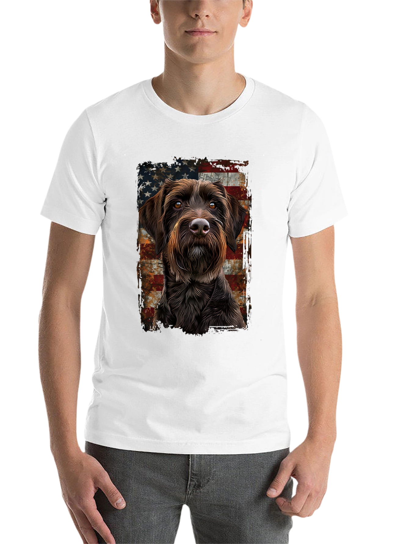 Black Dog Breed American Flag T-Shirt view 14