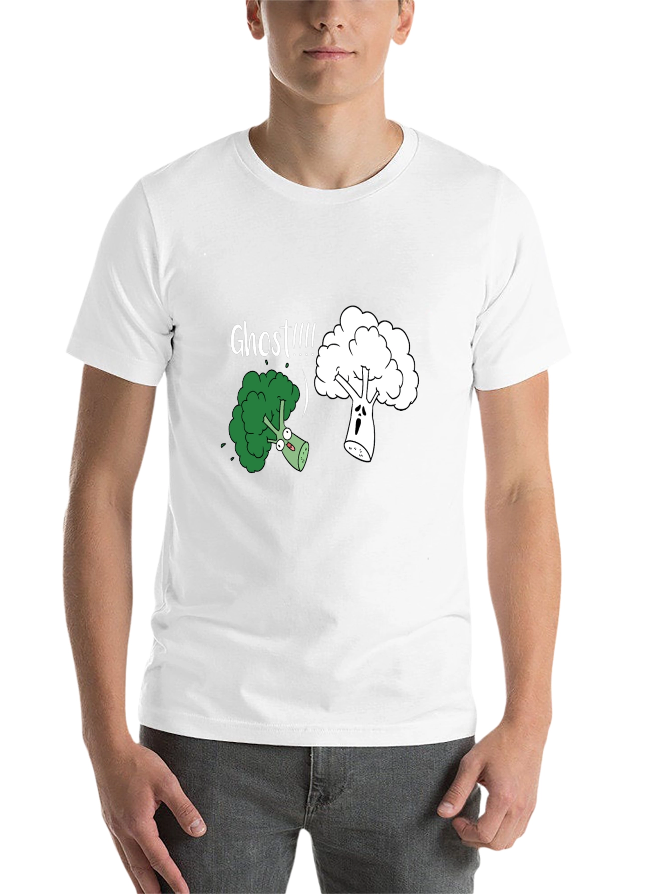 Black Broccoli Ghost Funny Graphic T-Shirt view 14