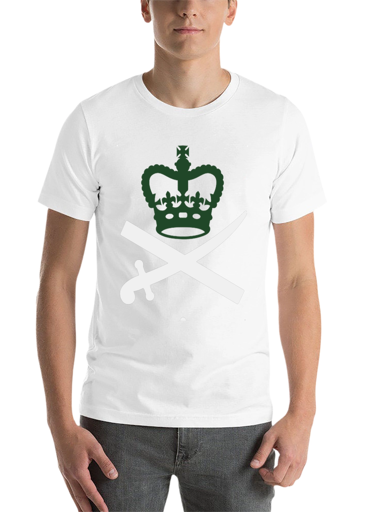 Black Crown and Swords Graphic Tee - Black Cotton T-Shirt view 14