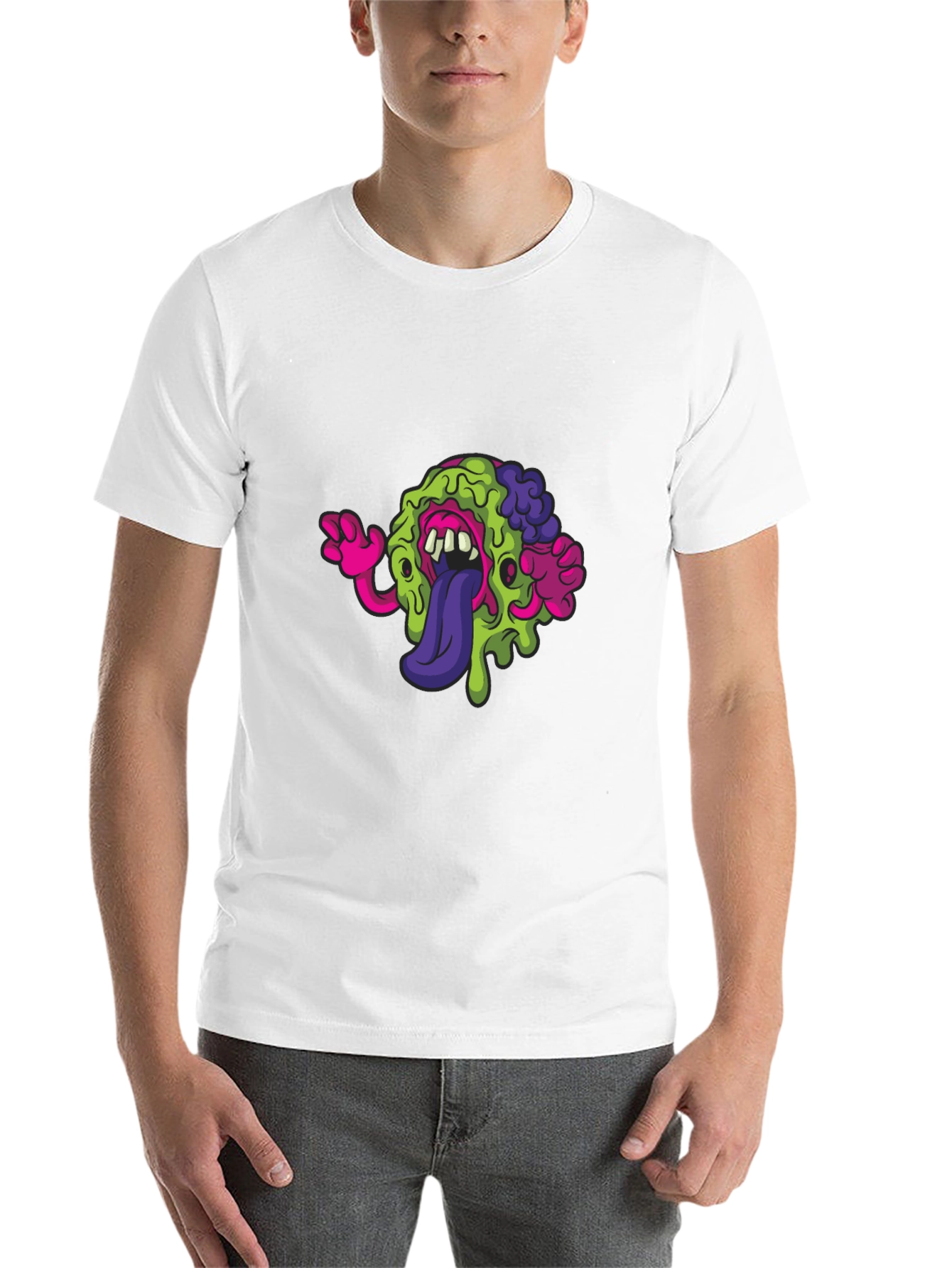Black Monster Brain Graphic Tee - Quirky Black T-Shirt view 14
