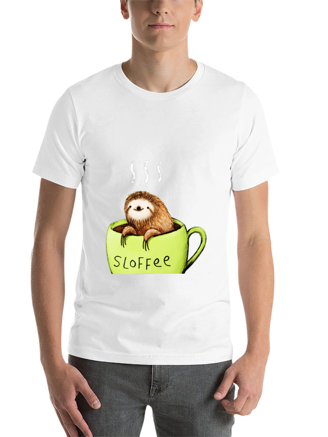 Black Funny Sloth Coffee Graphic Tee view 14