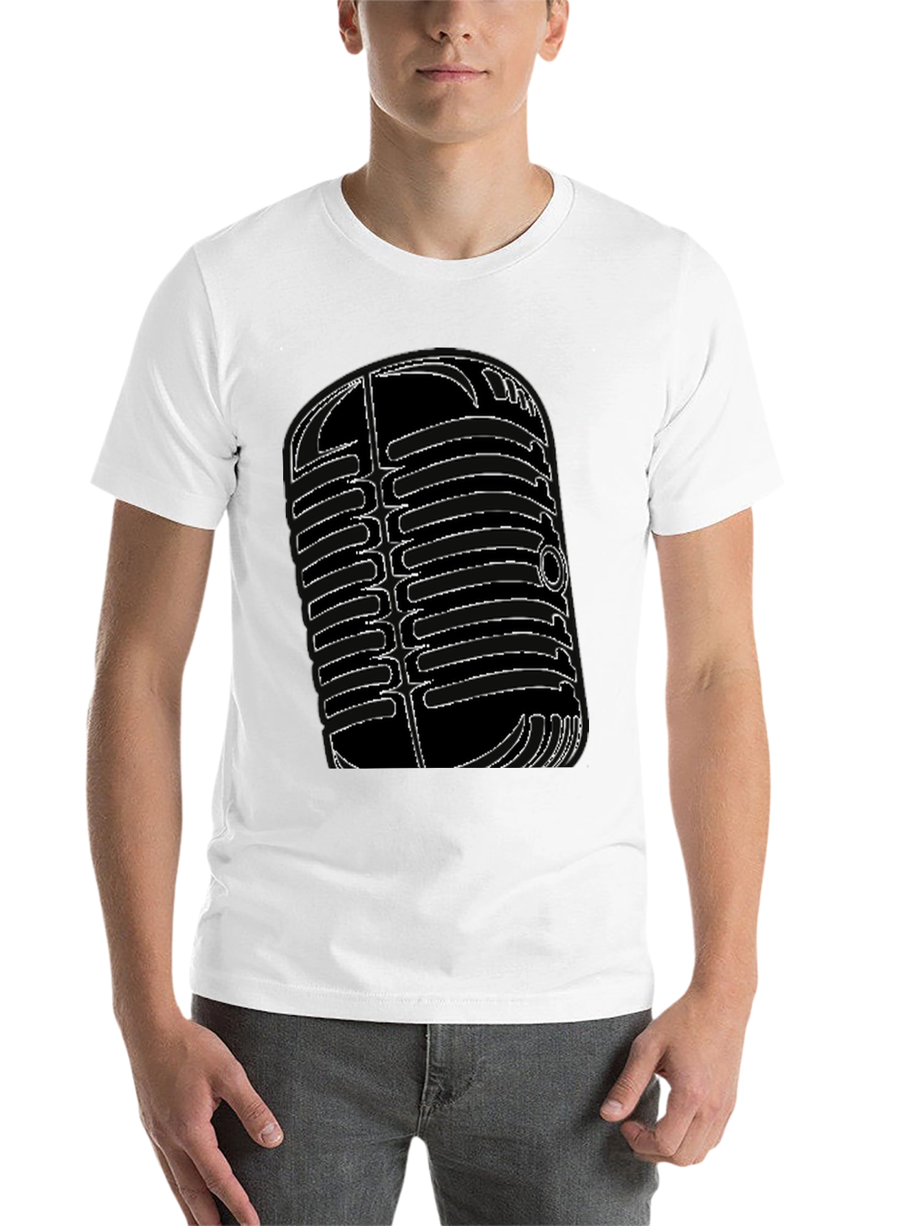 Black Vintage Microphone Graphic Tee - Classic Style view 14