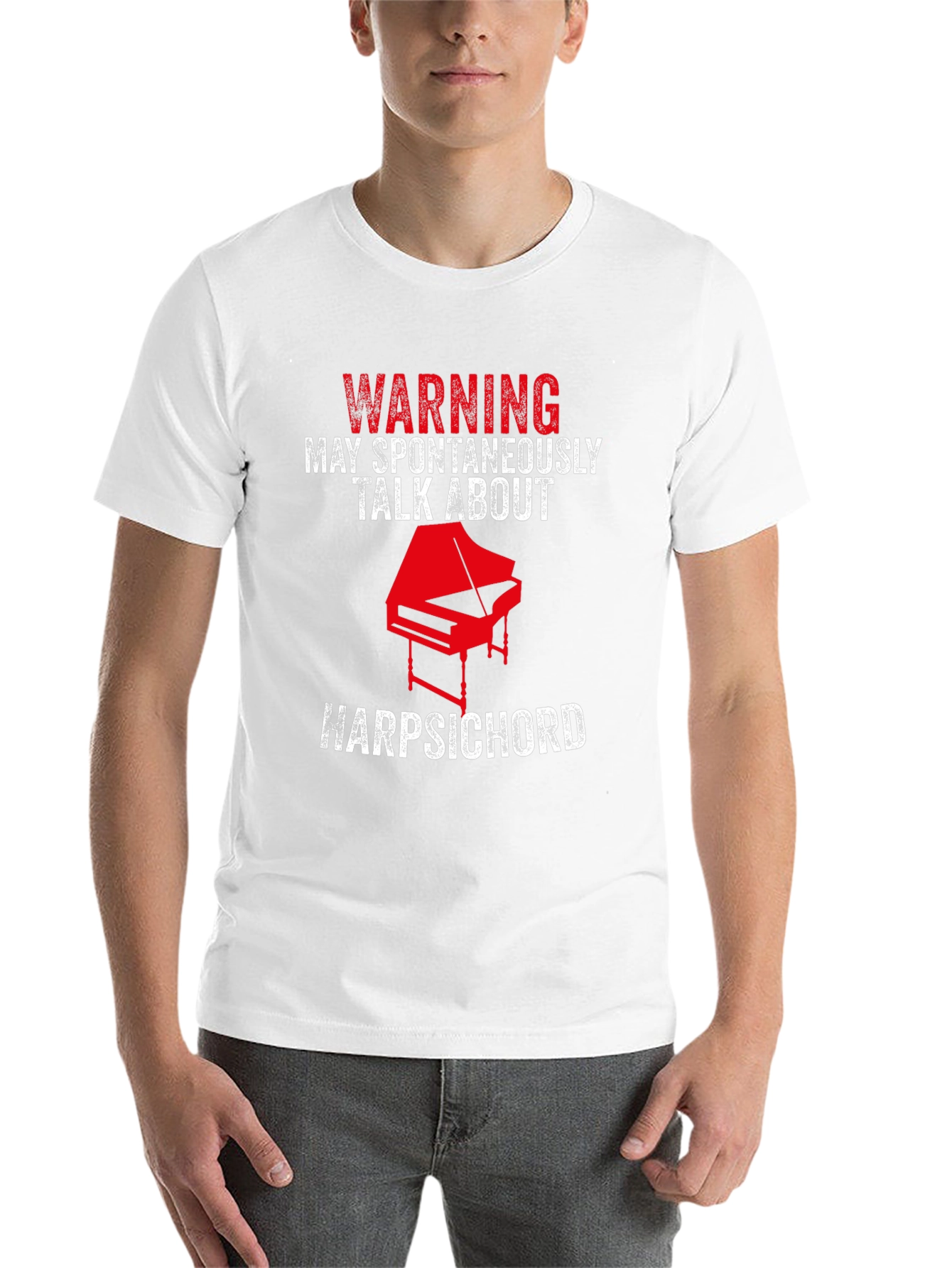 Black Warning Harpsichord Talk T-Shirt view 14