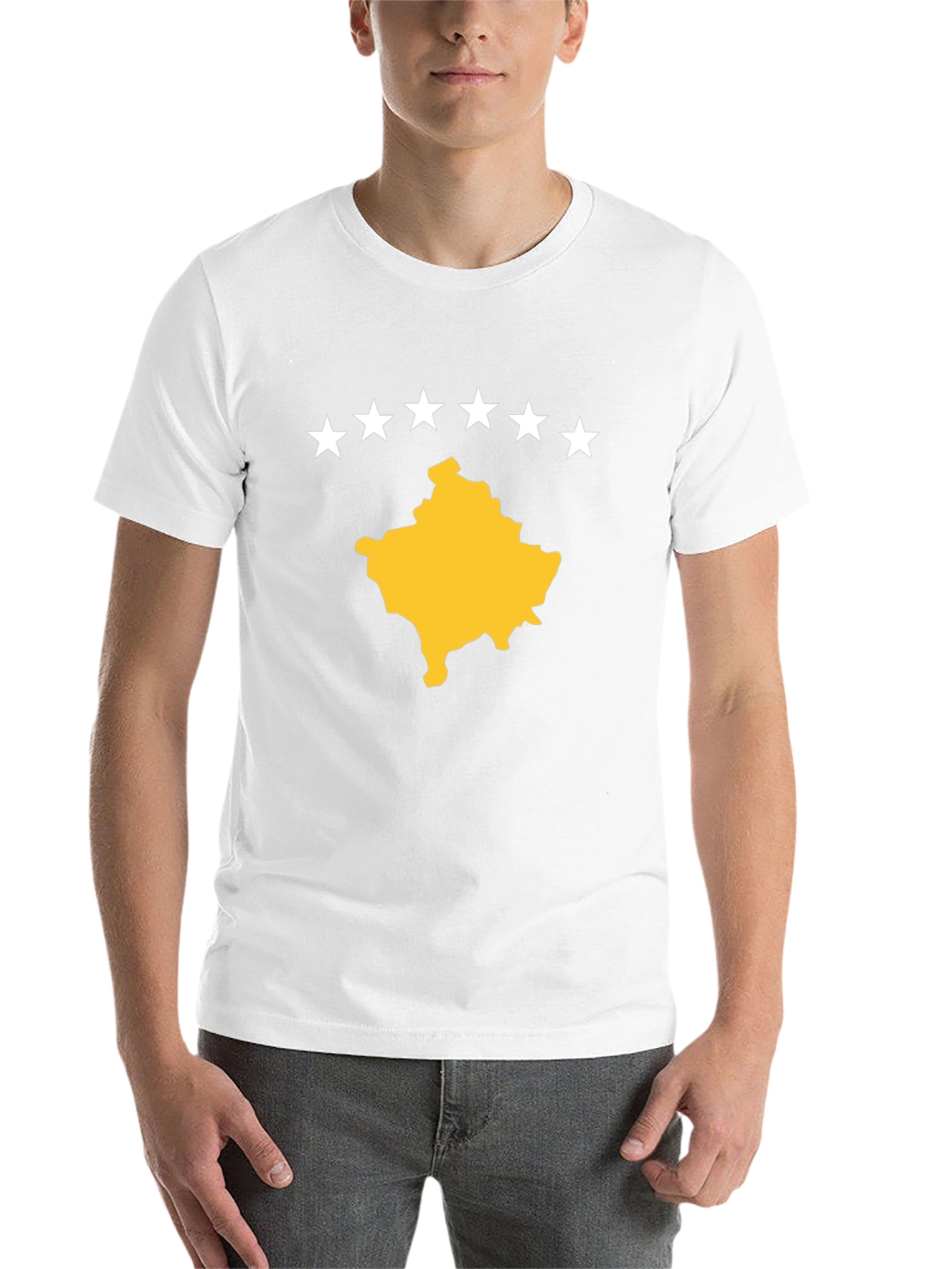 Kosovo Map T-Shirt - Black Cotton Tee with Star Design - 14