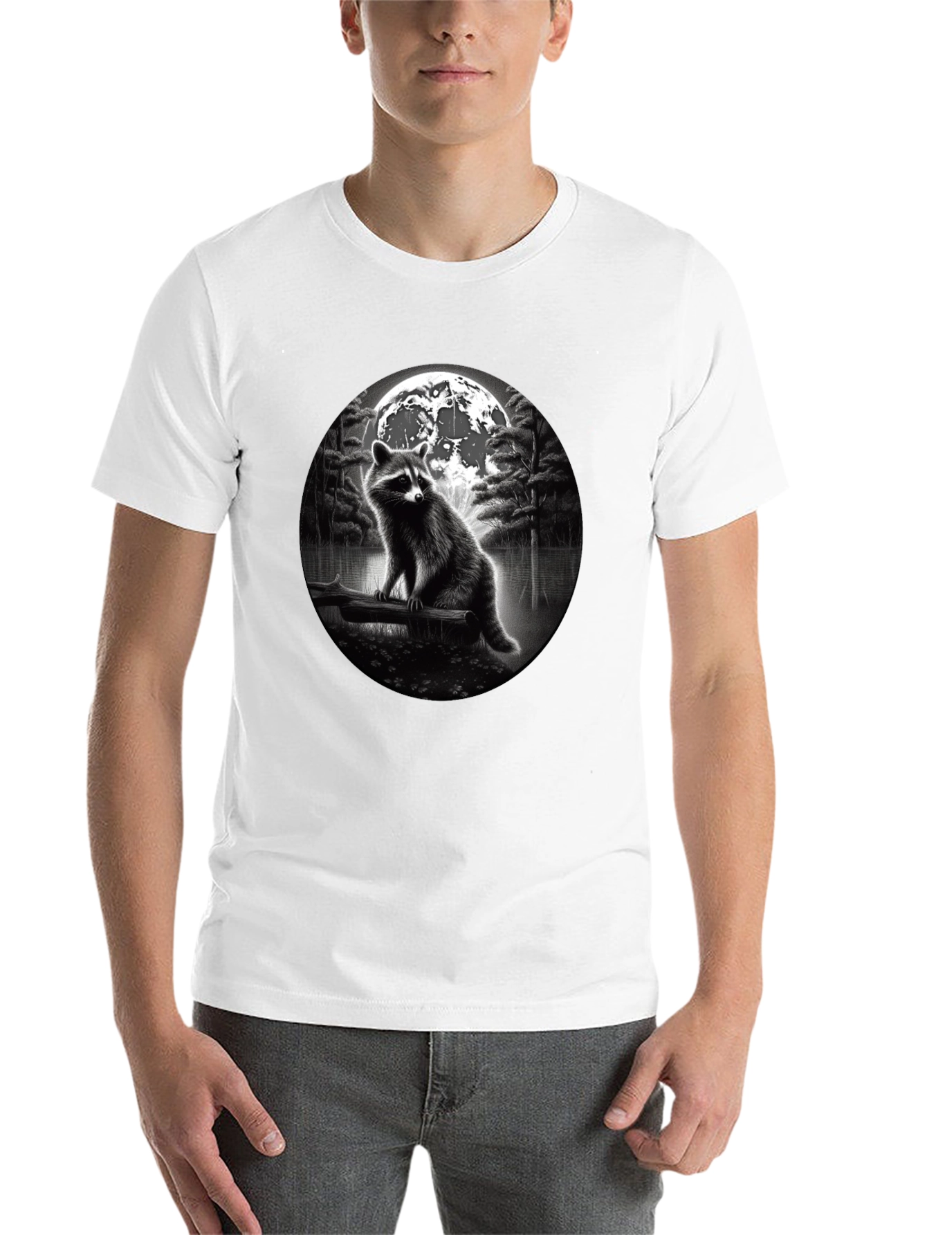 Black Raccoon Moon T-Shirt - Black view 14