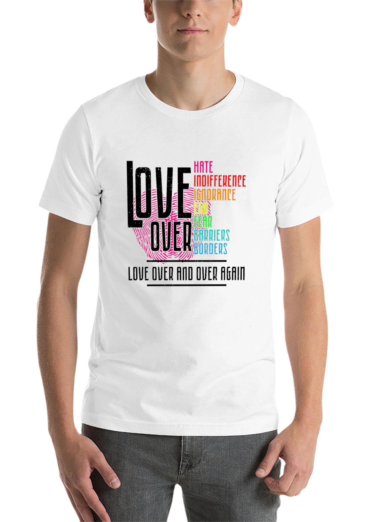 Black Love Over Hate Graphic T-Shirt view 14