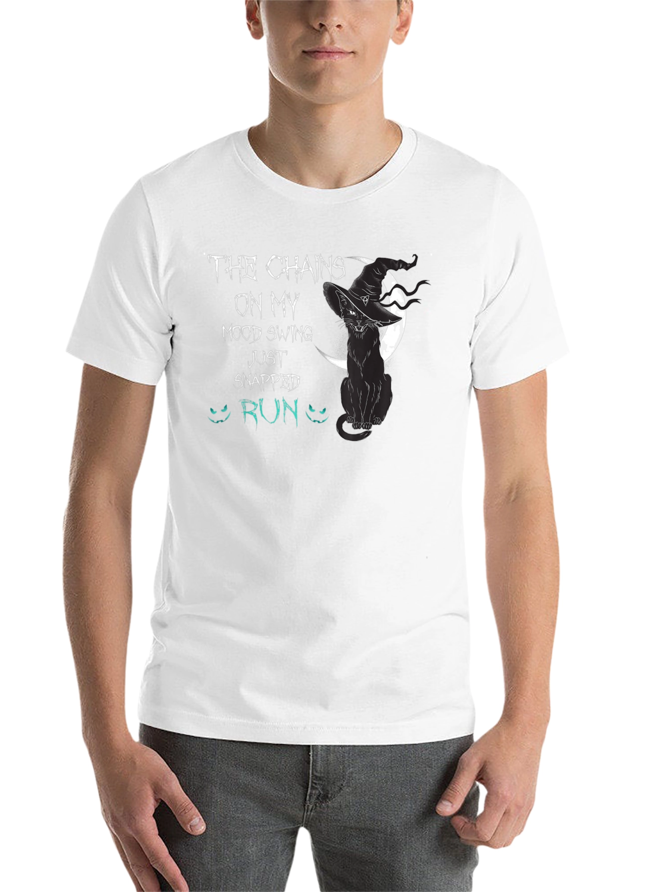 Black Chains on My Mood Swing Black Cat T-Shirt view 14