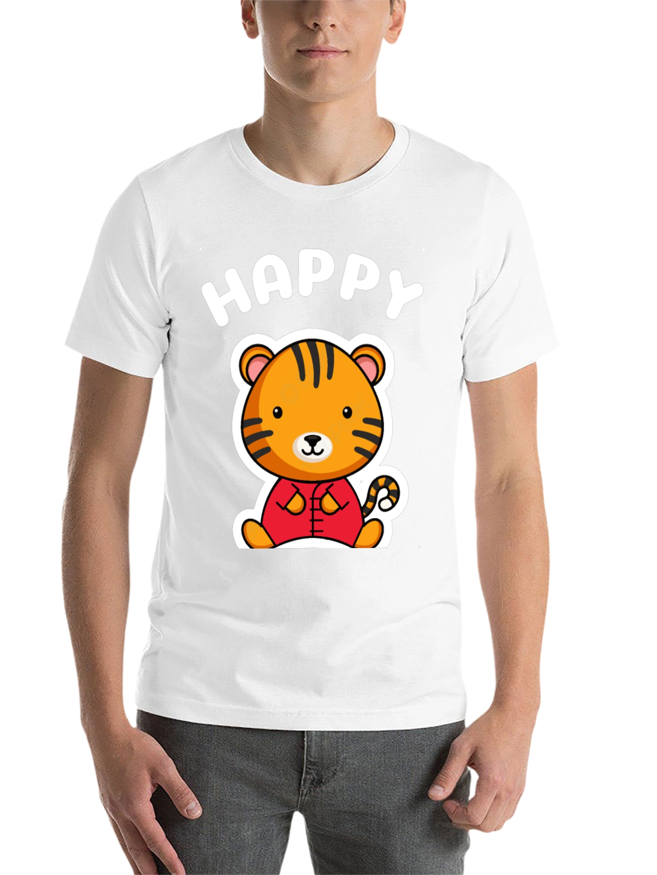 Black Happy Tiger Graphic T-Shirt view 14