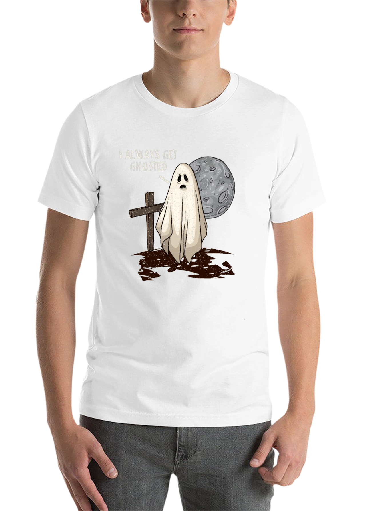 Black Always Get Ghosted Tee - Halloween Humor T-Shirt view 14