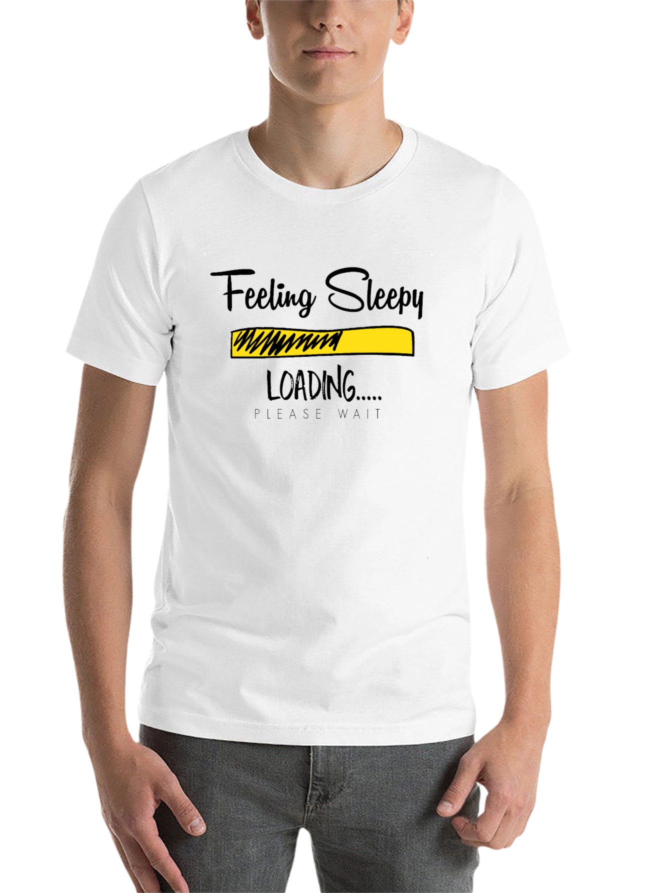 Black Feeling Sleepy Loading Graphic T-Shirt view 14