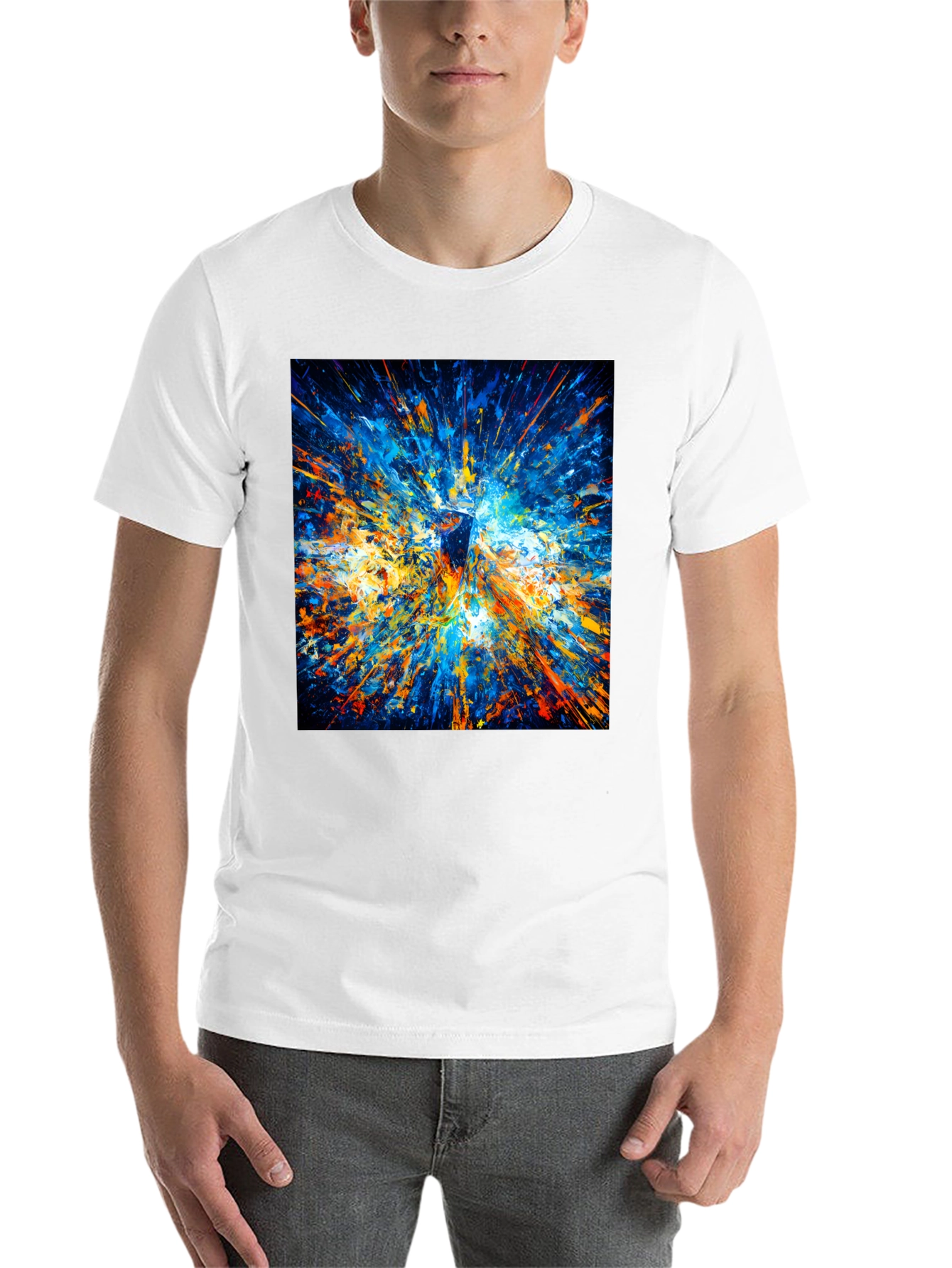Black Abstract Explosion Art Men's Black T-Shirt view 14