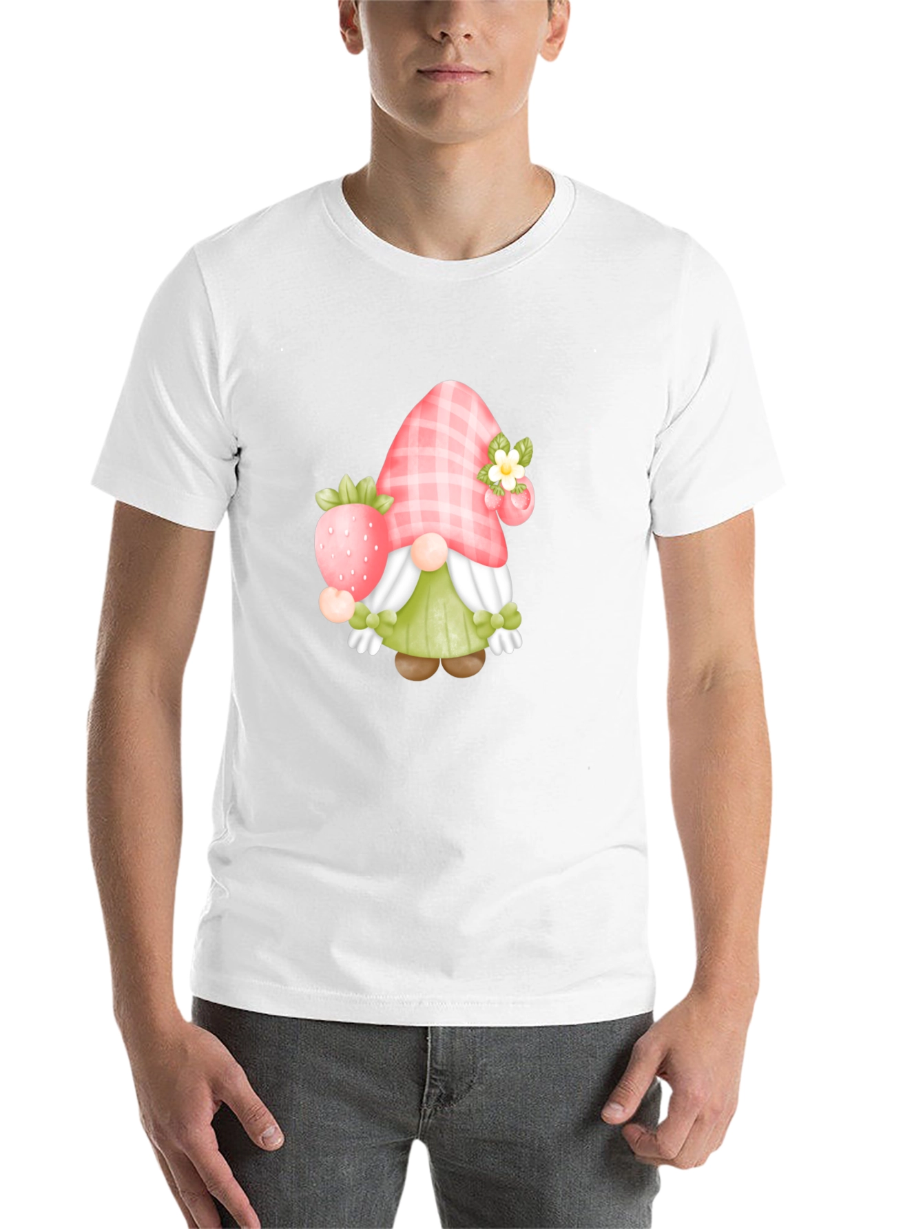 Black Strawberry Gnome Graphic Tee view 14