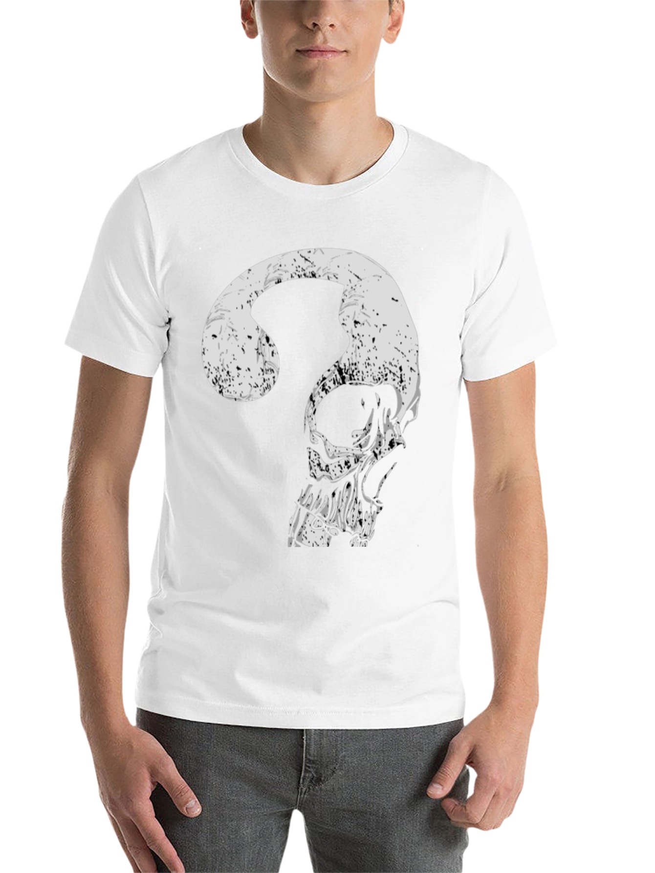 Black Skull Question Mark Graphic Tee - Men's Black T-Shirt view 14