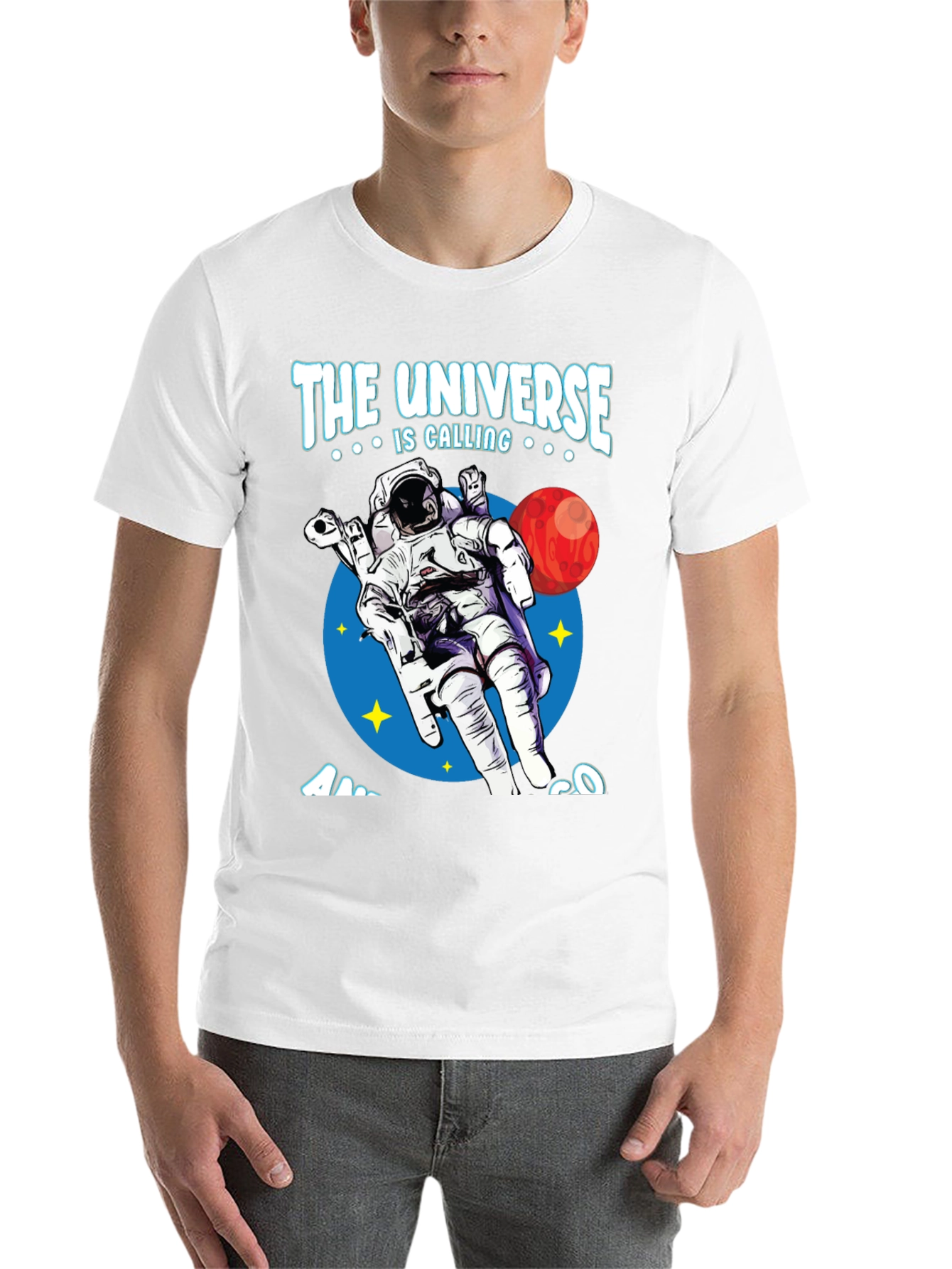 Black Universe Calling Astronaut Graphic Tee view 14