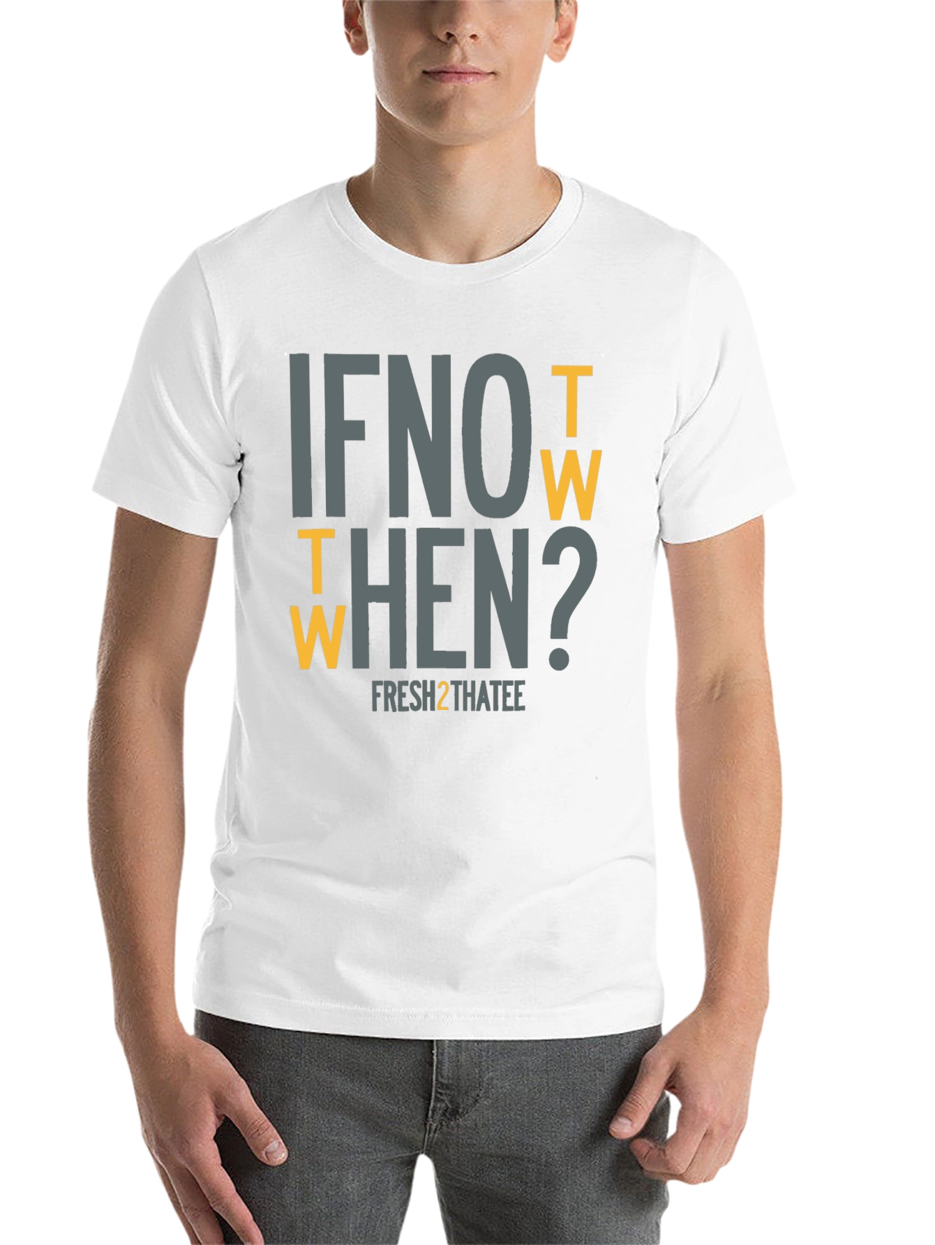 Black If Not Now Then When? Graphic T-Shirt view 14