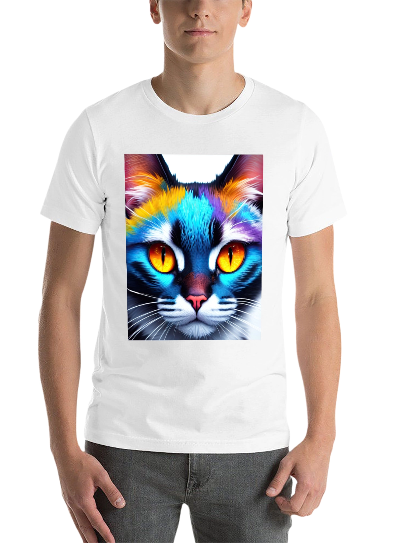 Black Colorful Cat Graphic Tee - Unique Unisex Design view 14