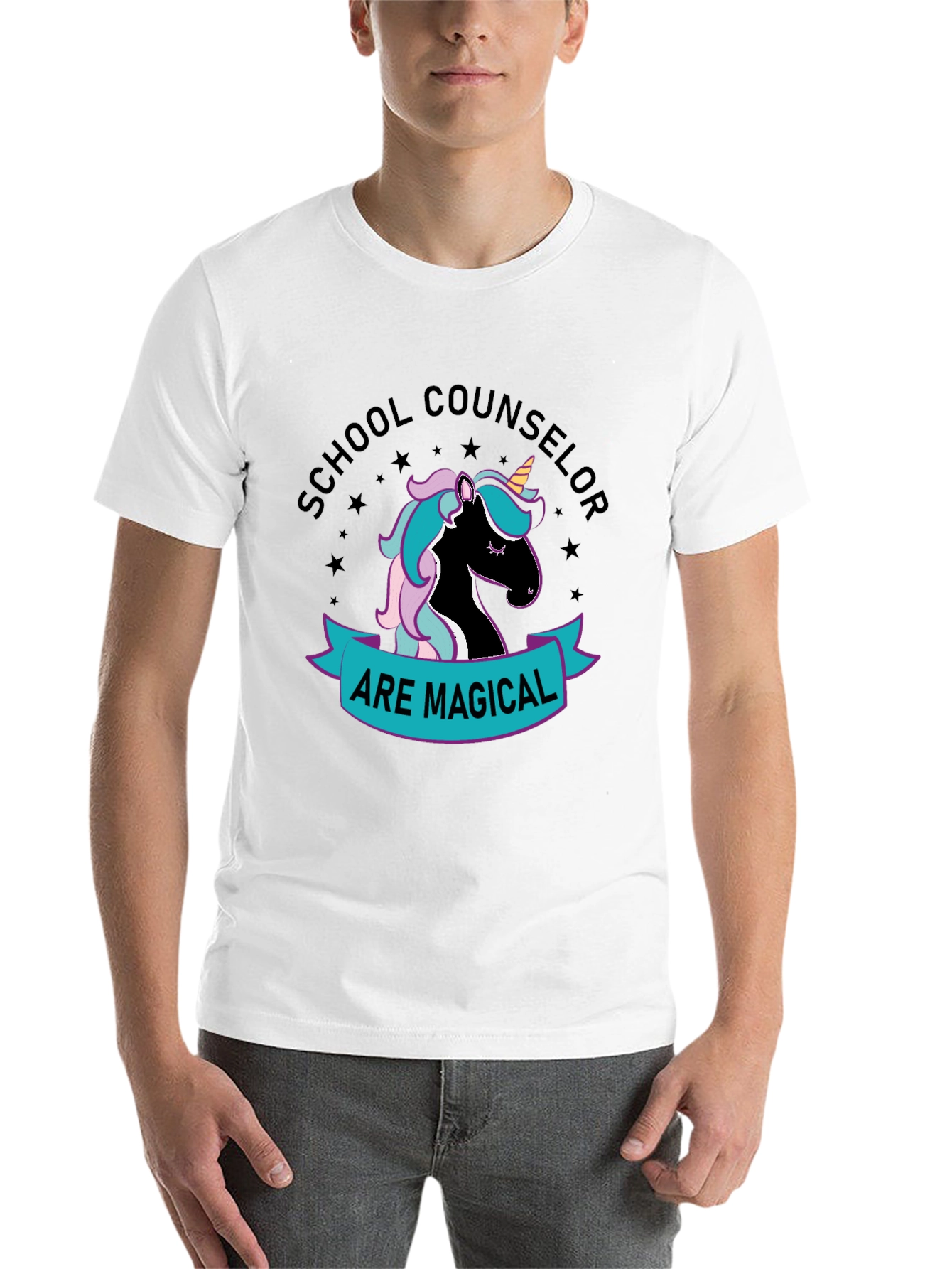 Black School Counselor Unicorn T-Shirt view 14