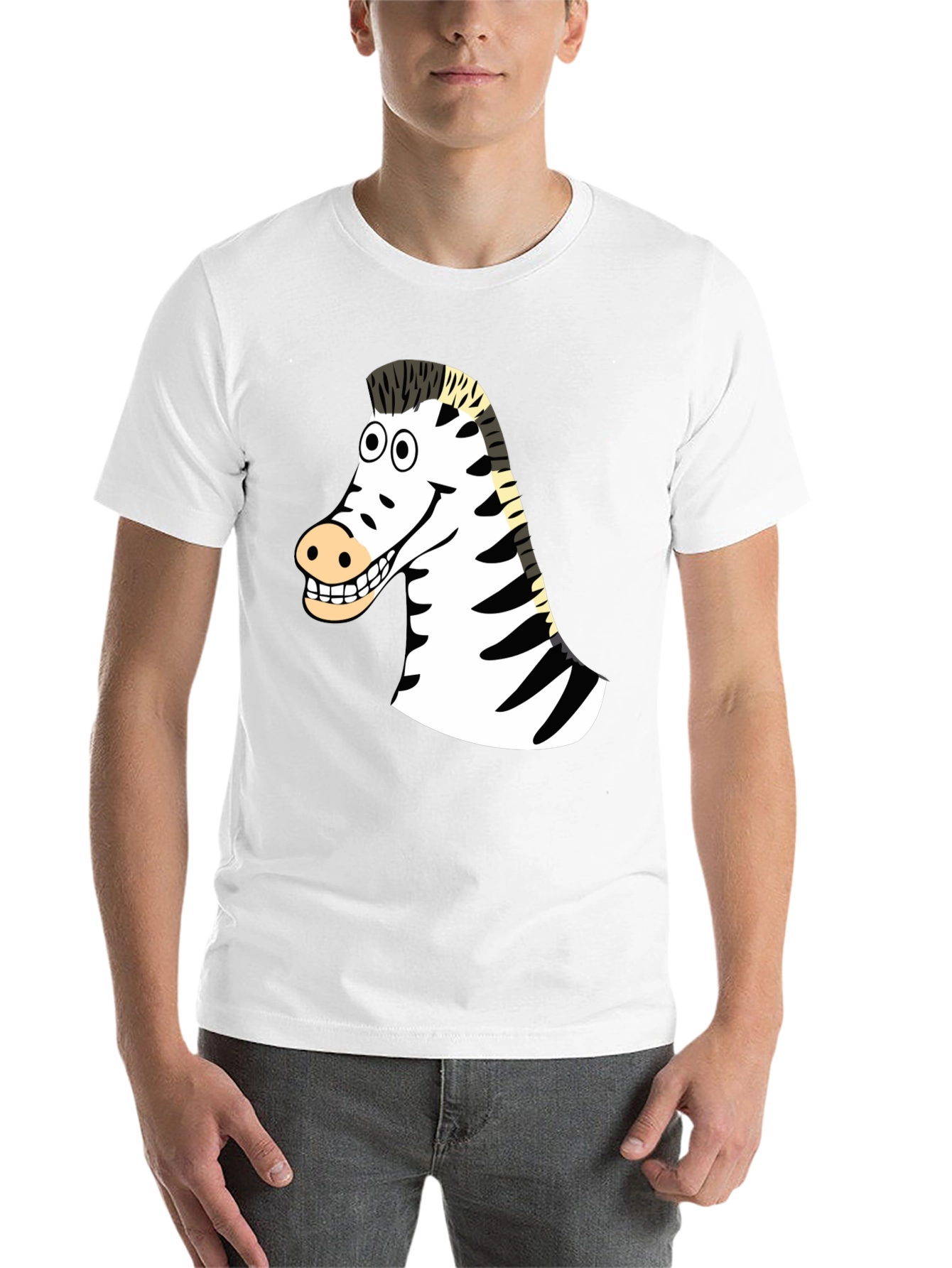 Black Zebra Cartoon Graphic T-Shirt view 14