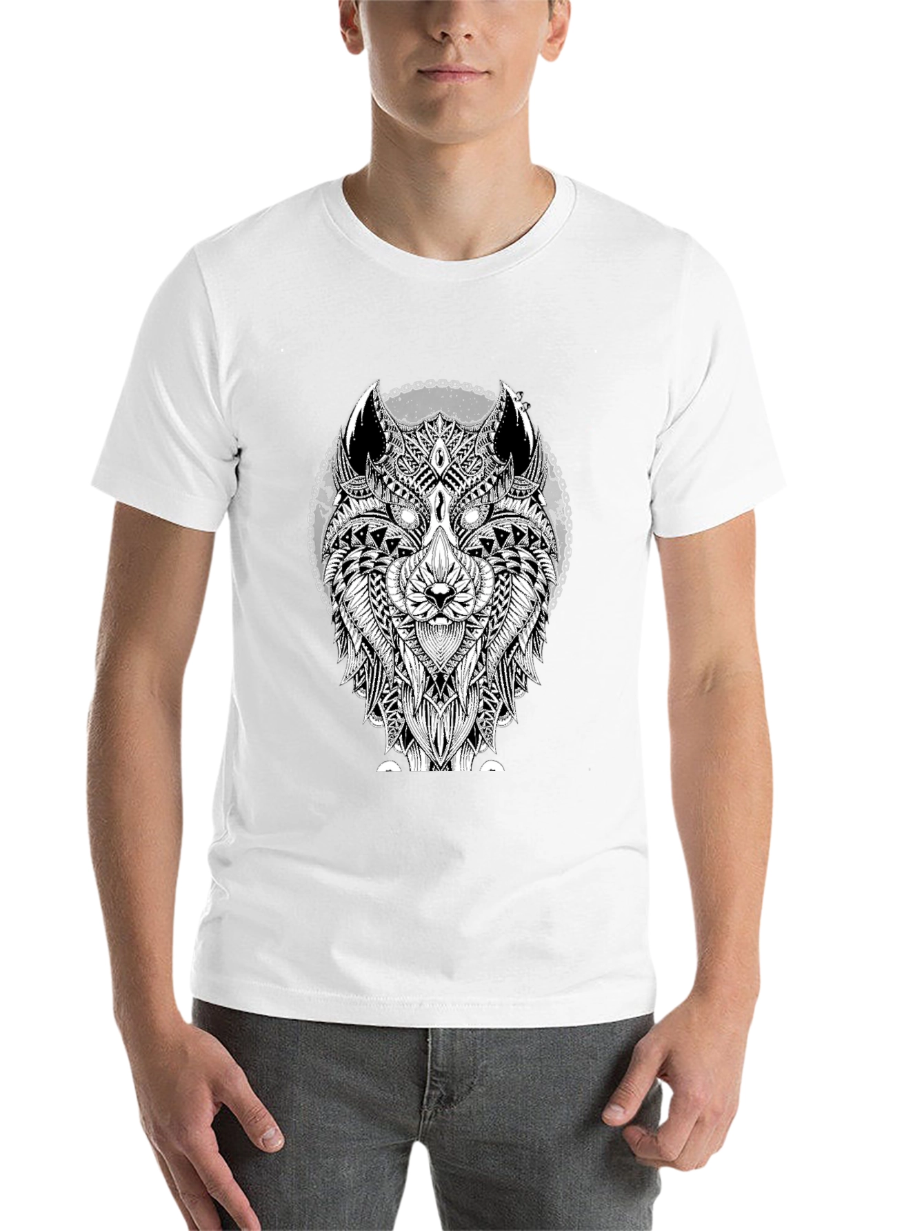 Black Wolf Graphic Tee - Black Cotton T-Shirt view 14