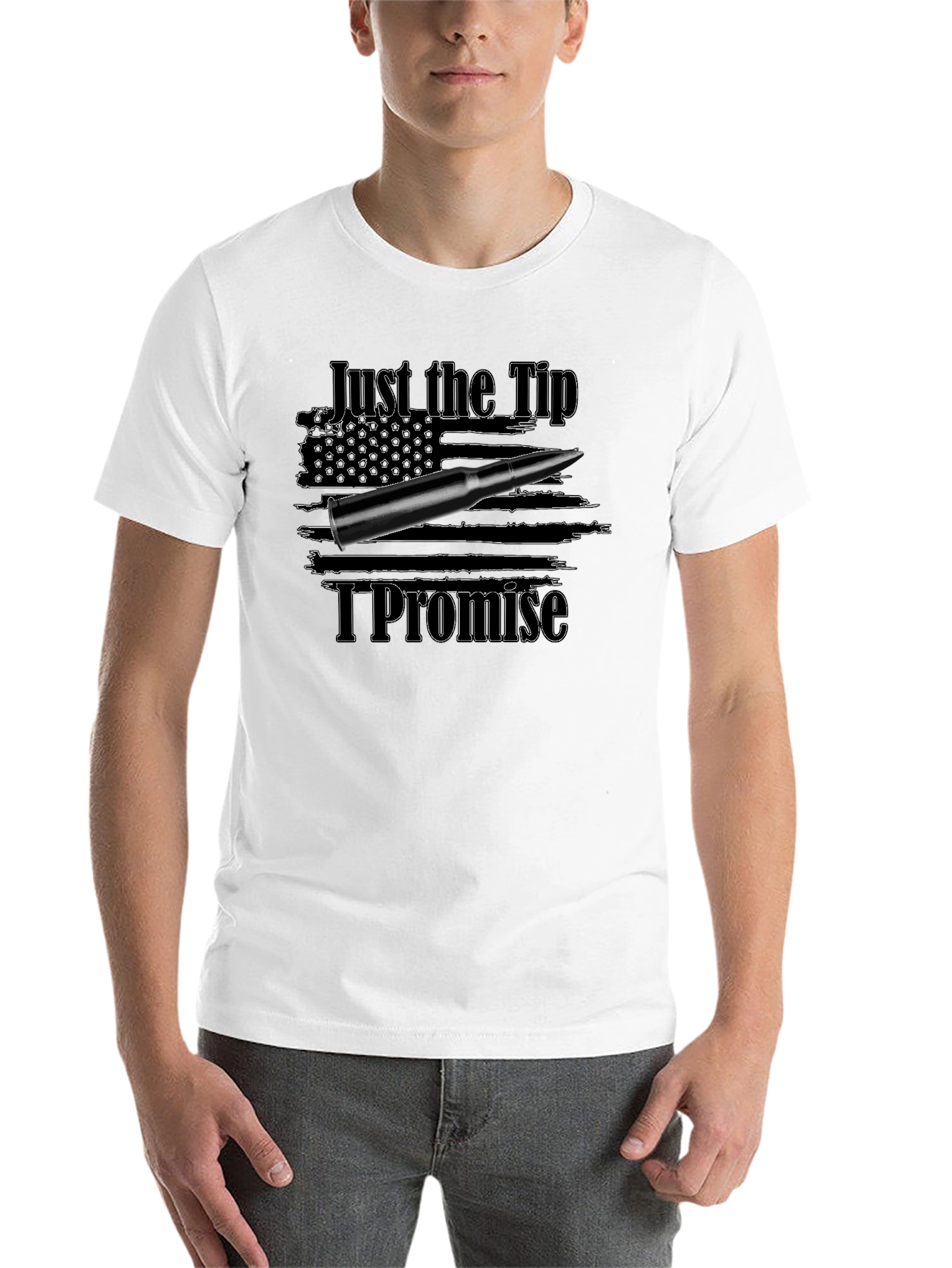 Black Just the Tip I Promise Funny Graphic Tee view 14
