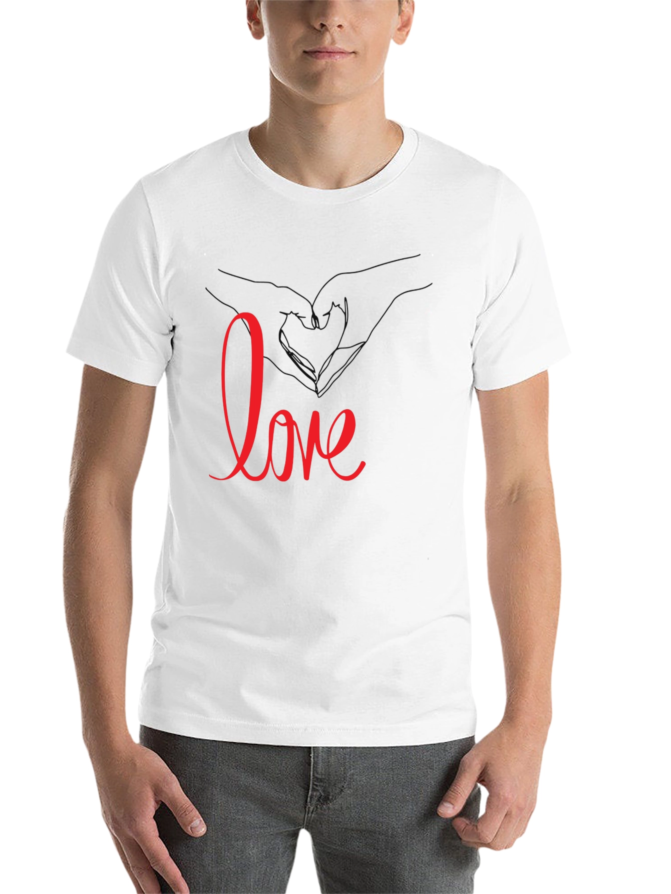 Black Love Heart Hands Graphic Tee - Black Casual T-Shirt view 14