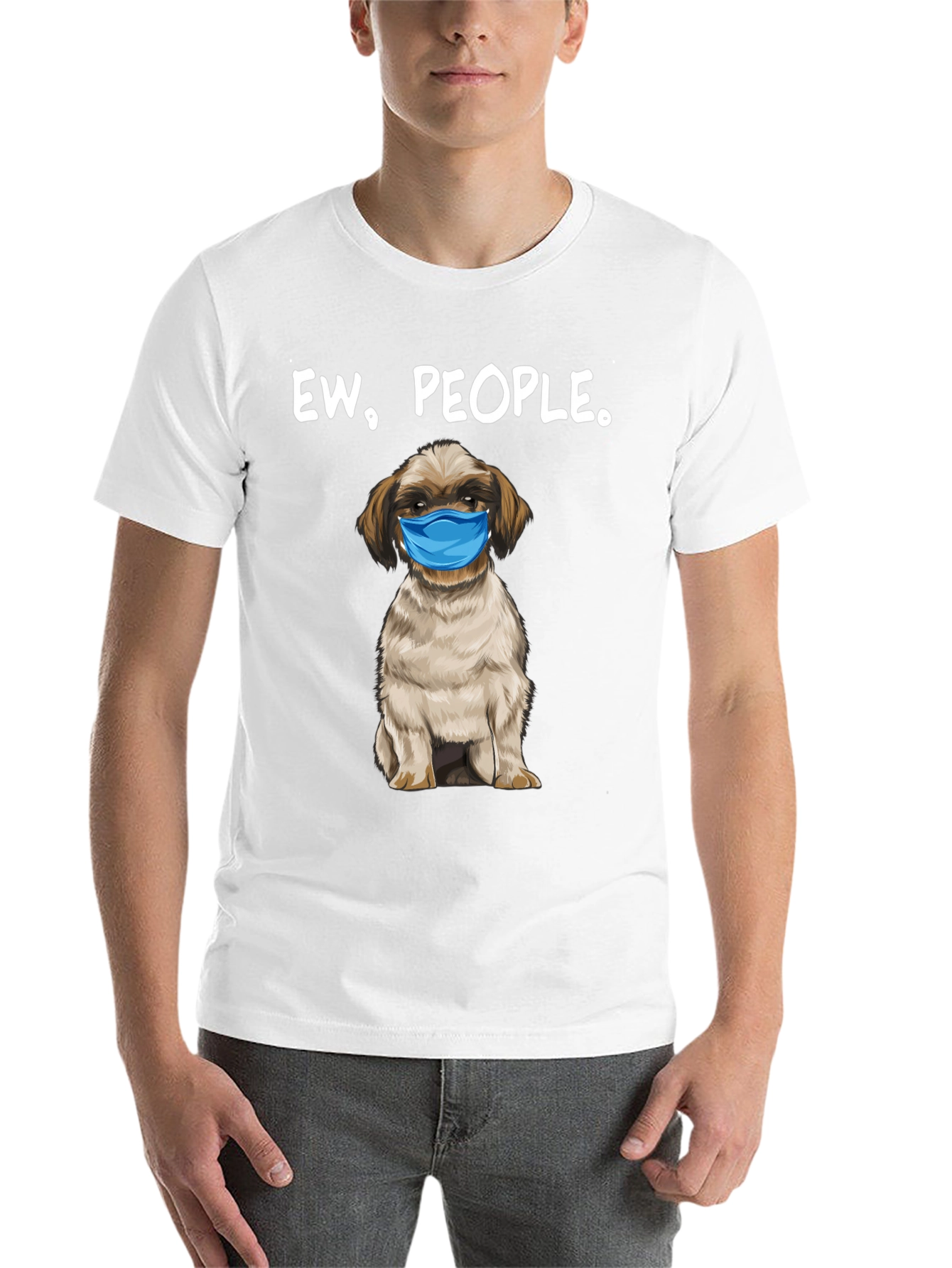 Black Ew, People. Funny Dog Face Mask Graphic T-Shirt view 14