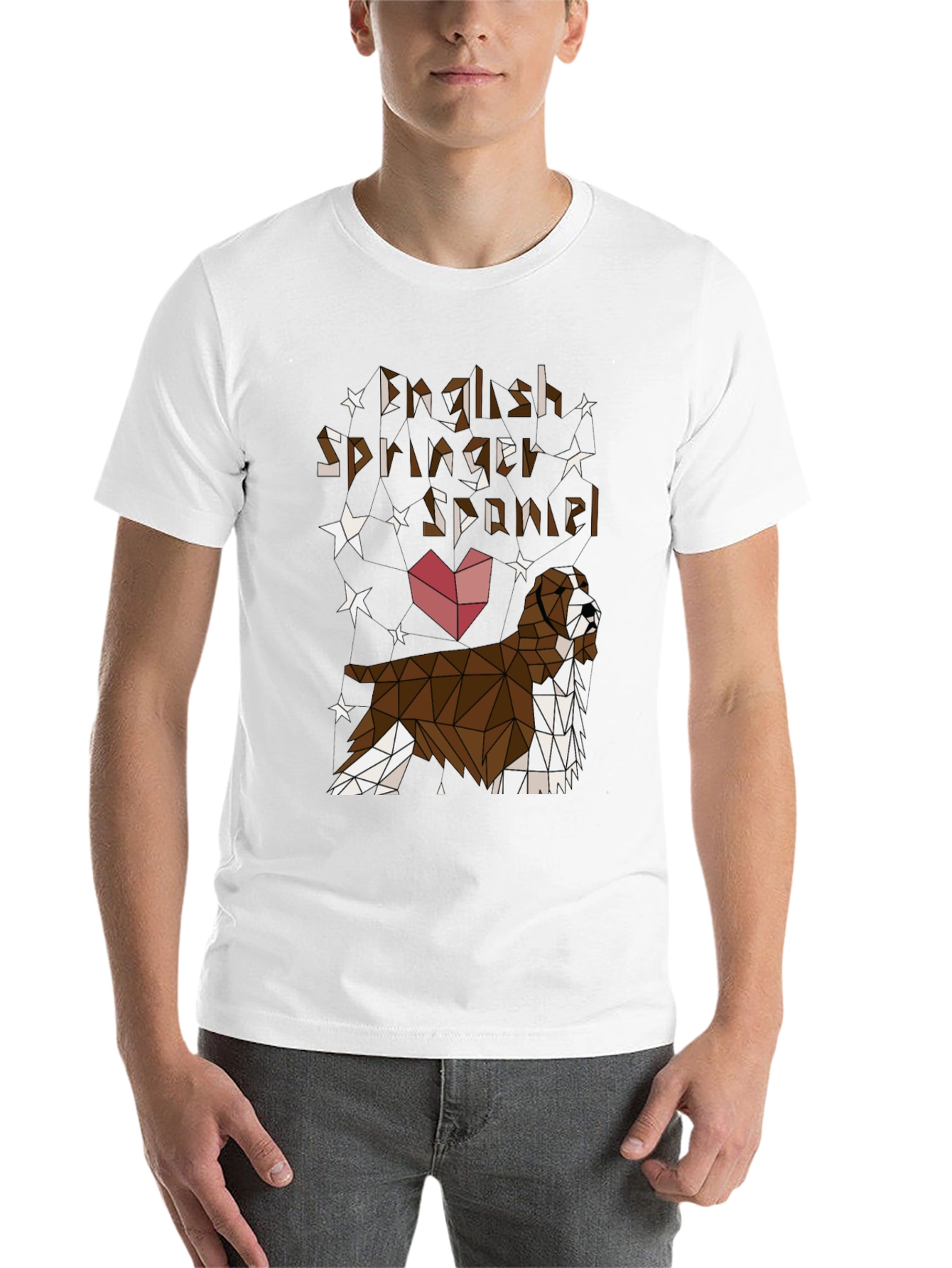 Black English Springer Spaniel Geometric T-Shirt view 14