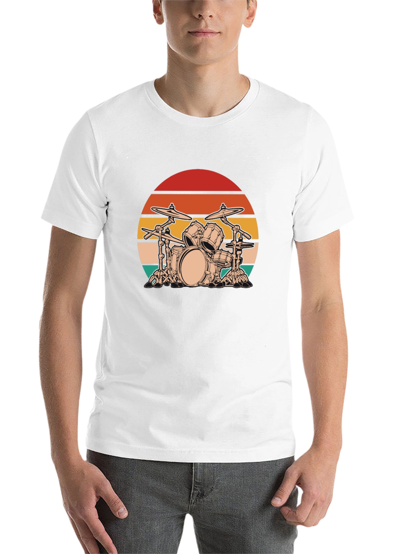 Black Retro Drum Set Graphic Tee - Black Cotton Blend view 14