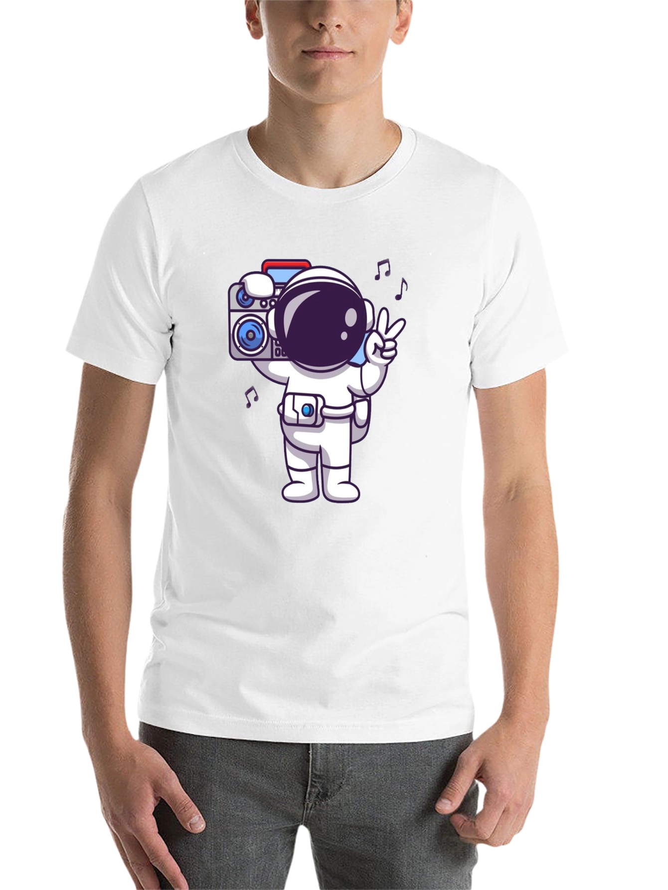 Black Astronaut Graphic Tee - Black Cotton Blend T-Shirt view 14