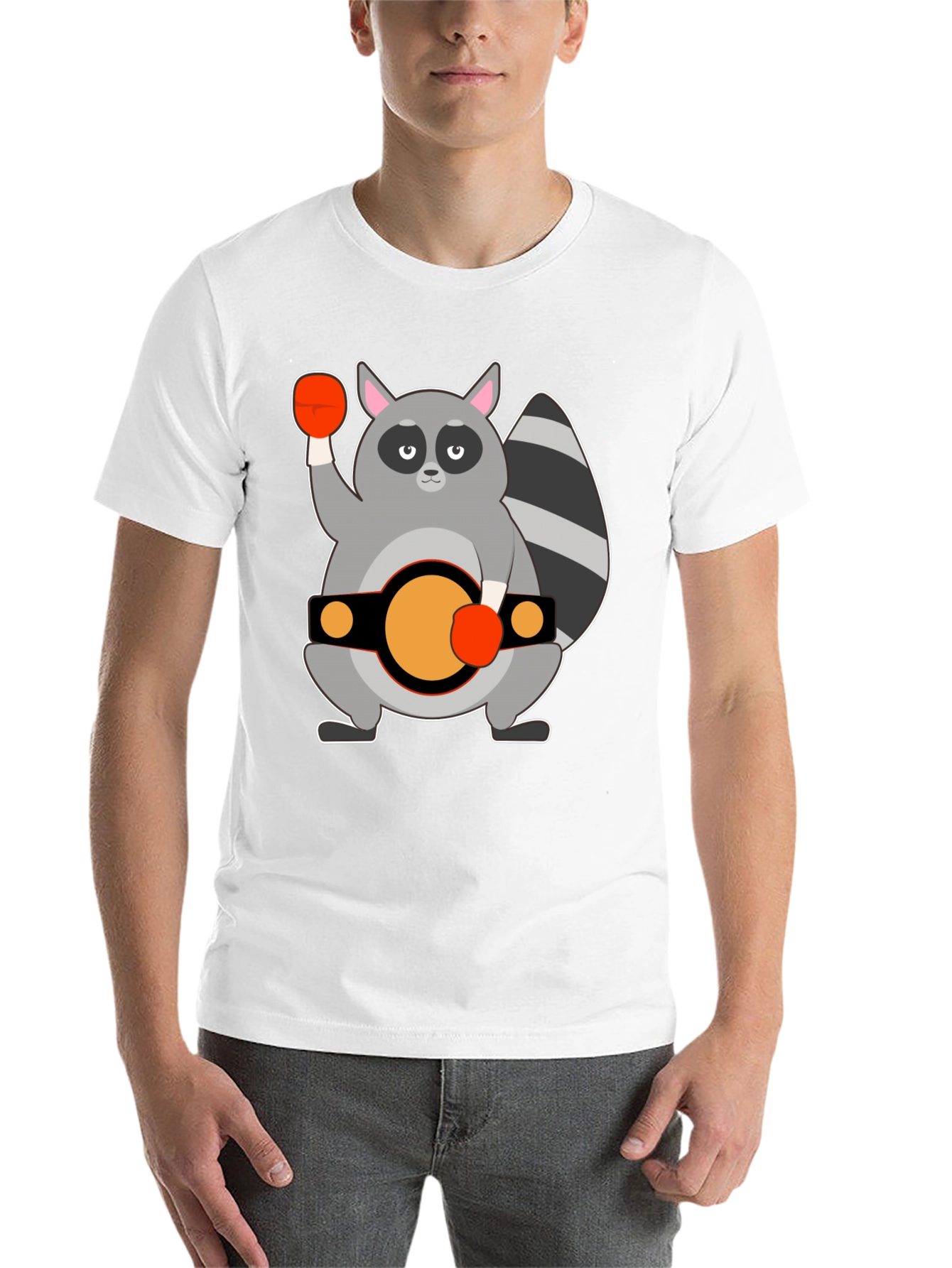 Black Raccoon Boxer Graphic Tee - Black Cotton T-Shirt view 14