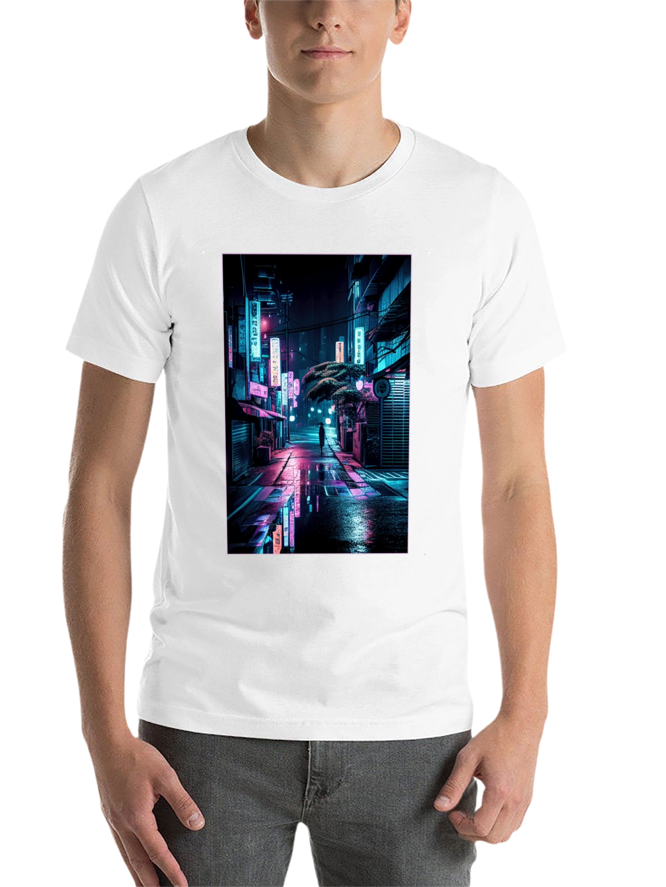 Black Neon Cityscape Graphic Tee view 14
