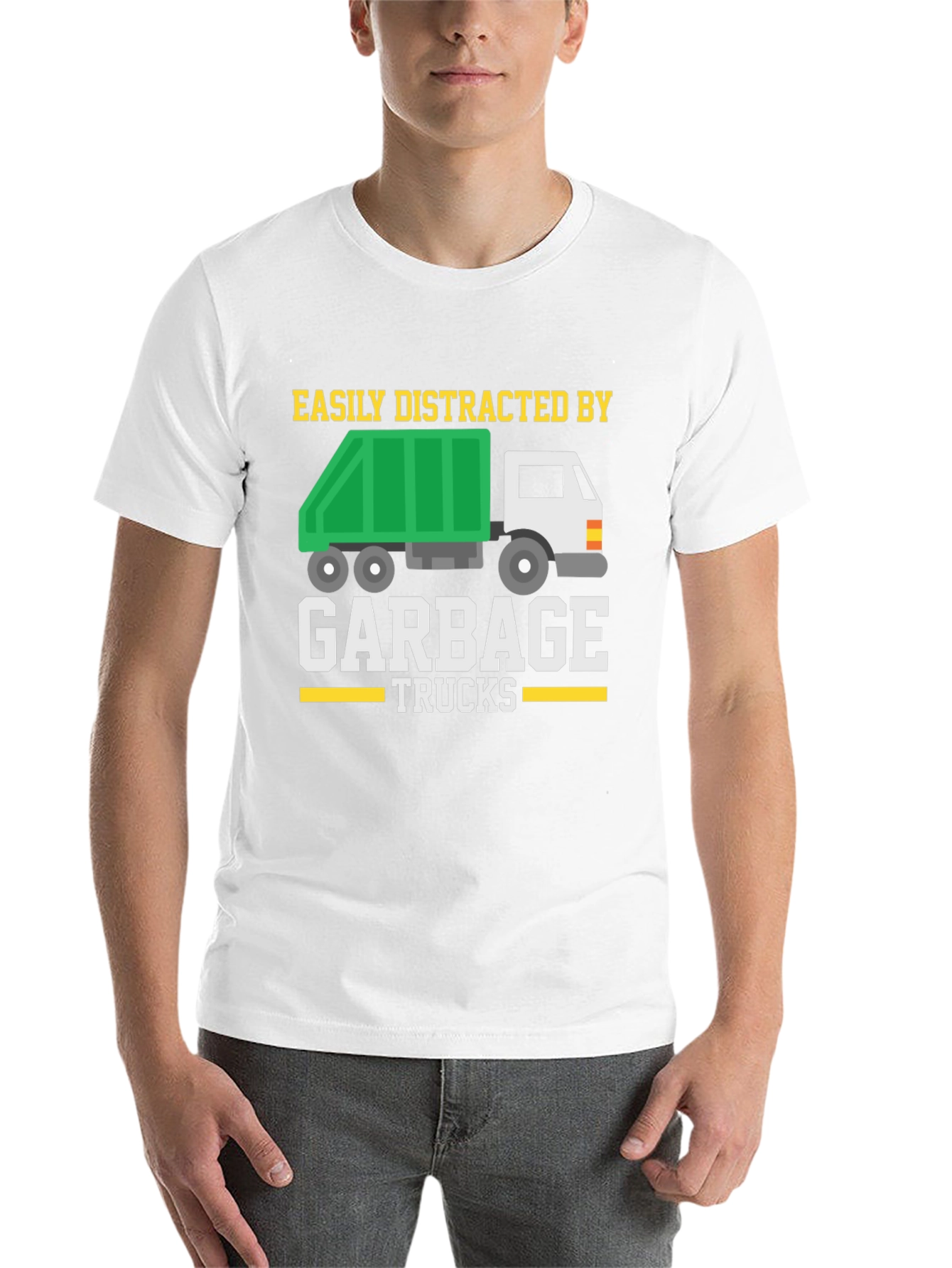 Black Easily Distracted by Garbage Trucks T-Shirt view 14