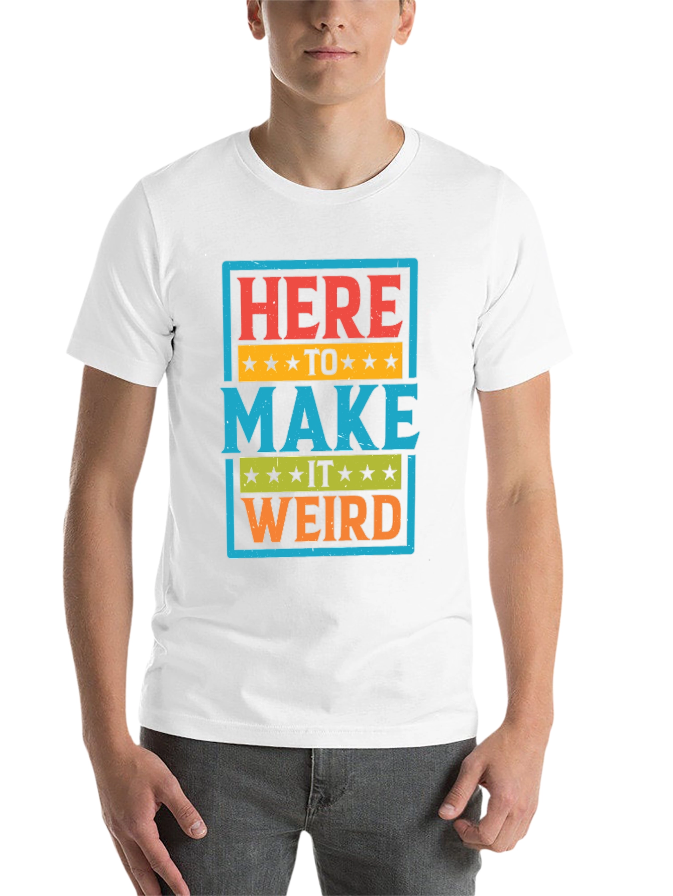 Black Here to Make it Weird Graphic T-Shirt view 14