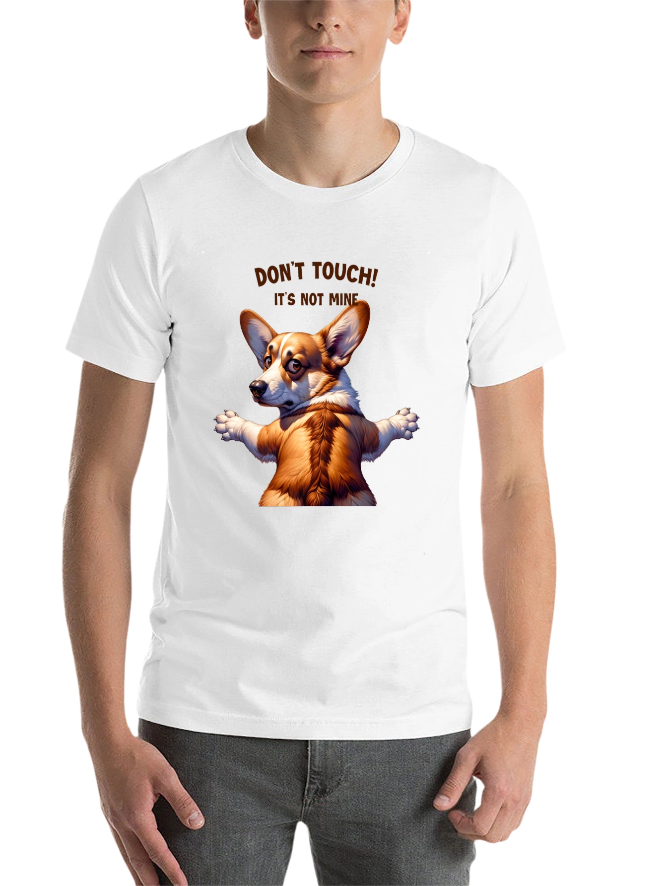 Black Funny Corgi Graphic Tee - Don't Touch! It's Not Mine! view 14