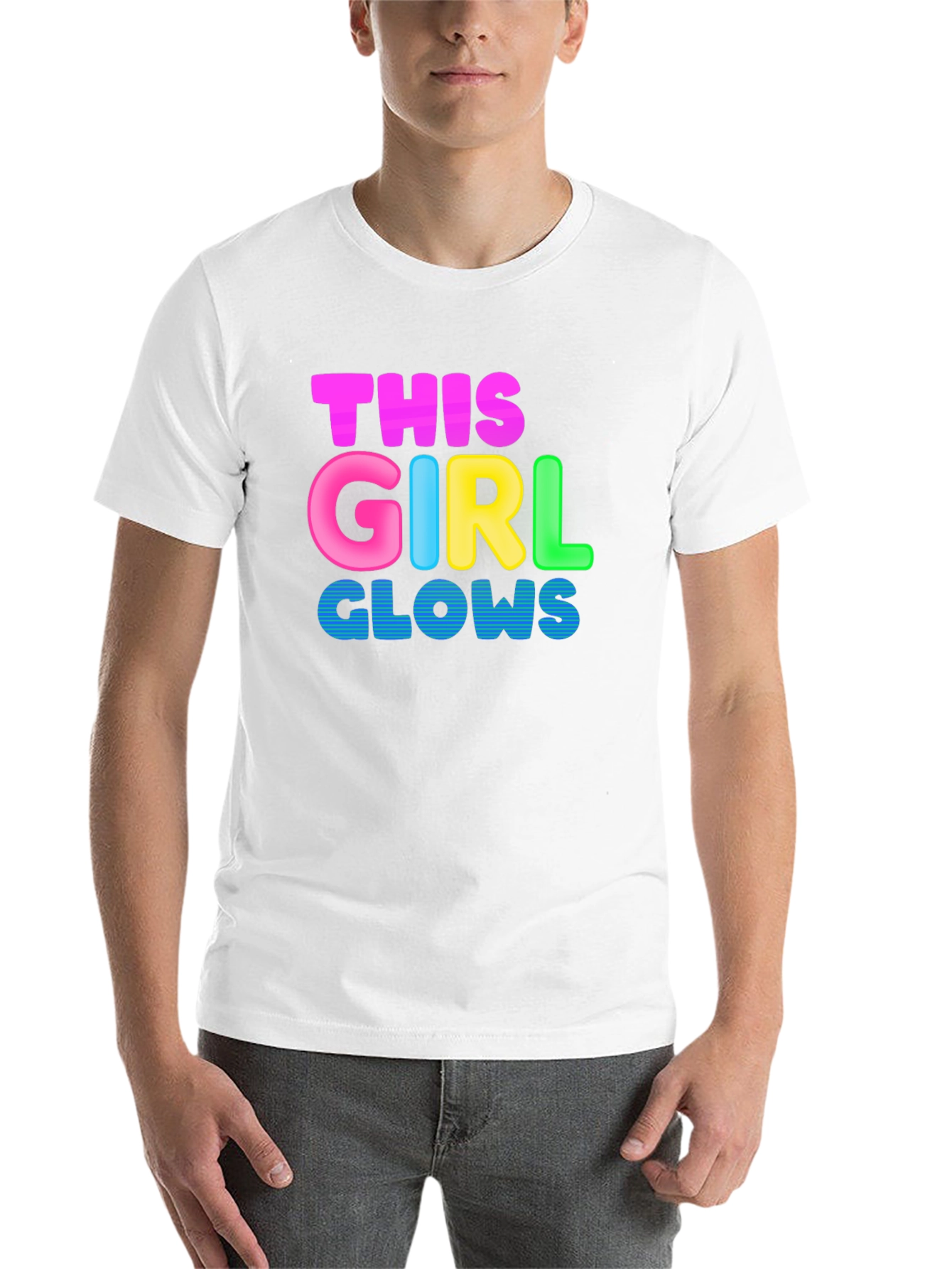 Black This Girl Glows Black T-Shirt - Fun, Colorful Design view 14