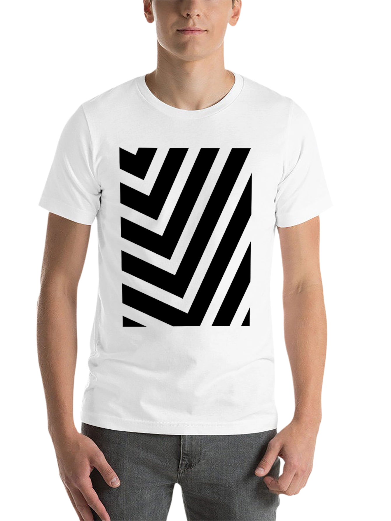 Black Abstract Geometric Pattern Black T-Shirt view 14