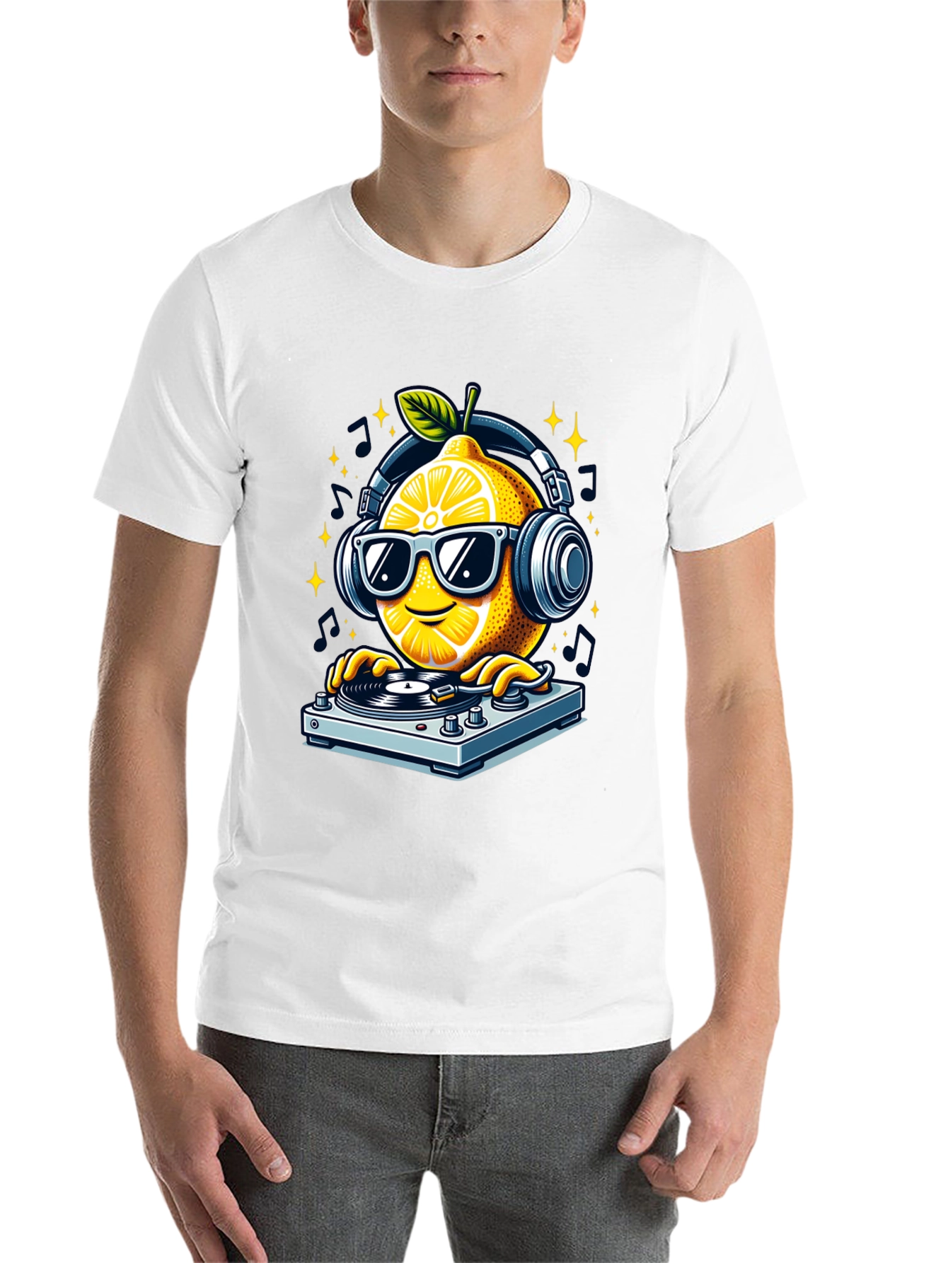 Black DJ Lemon Graphic T-Shirt - Funky Turntable Design view 14