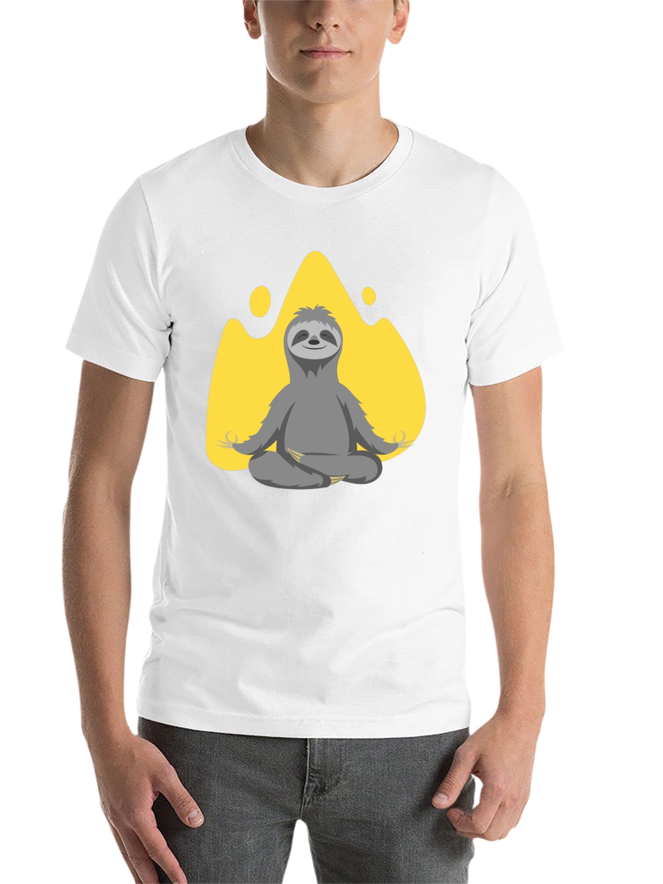 Black Meditating Sloth Graphic T-Shirt view 14