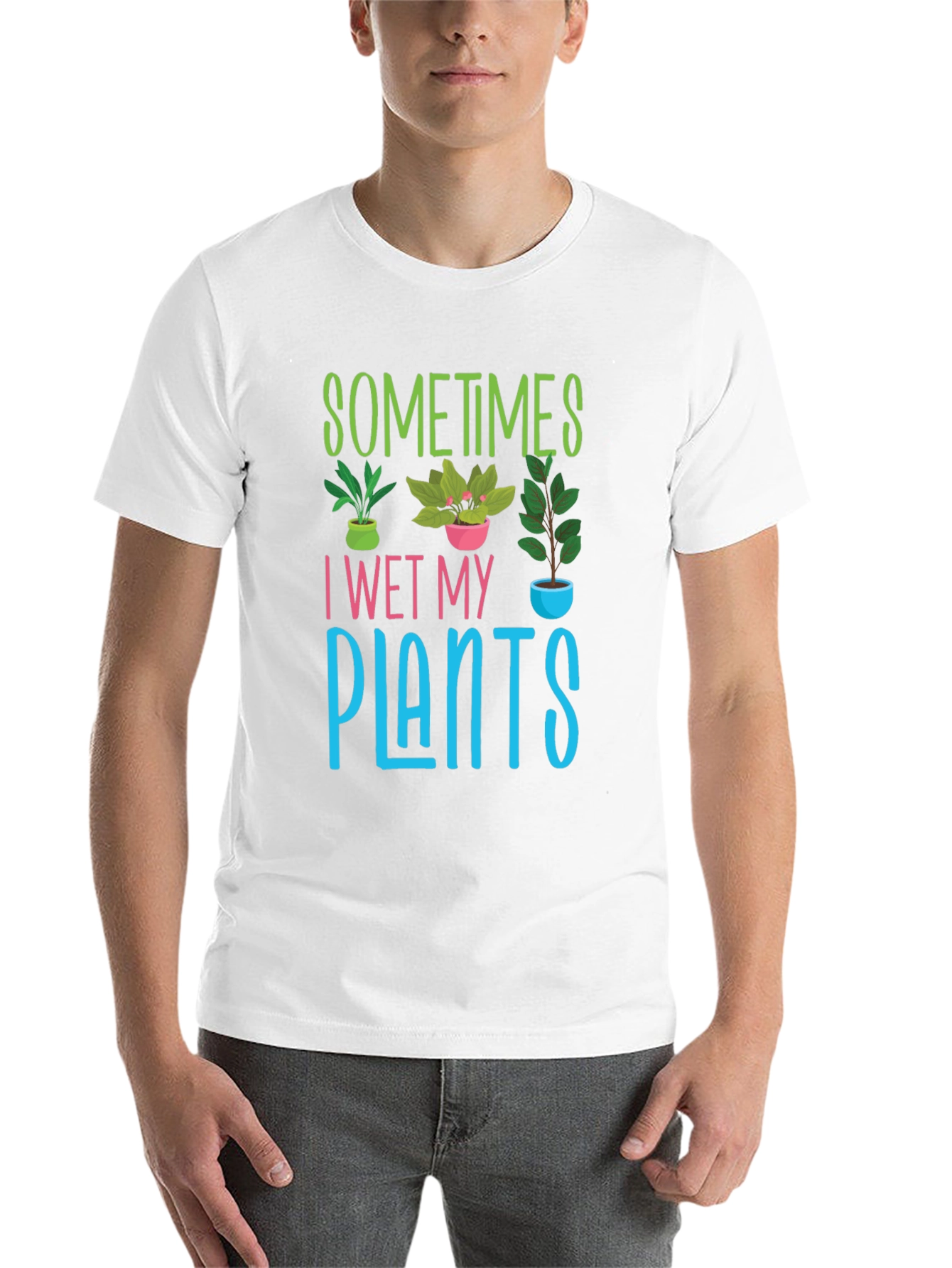 Black Sometimes I Wet My Plants T-Shirt view 14