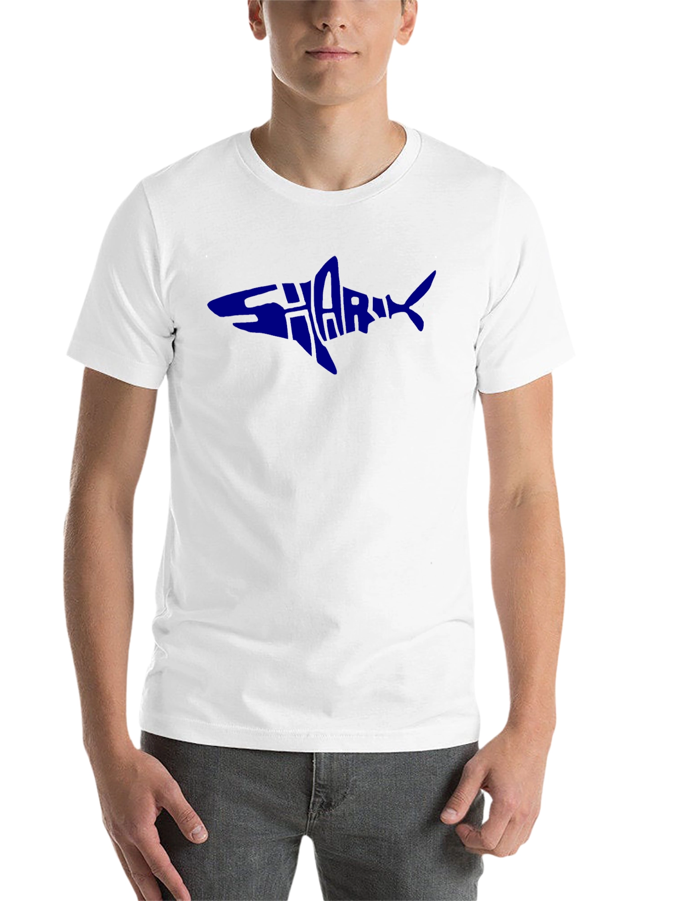 Black Shark Word Art Graphic T-Shirt - Short Sleeve Crew Neck view 14