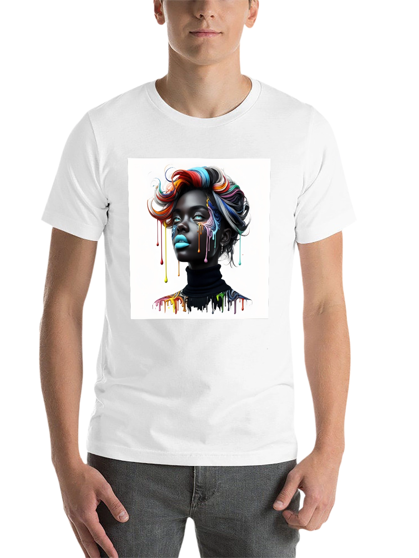 Black Artistic Woman Graphic Tee - Black view 14