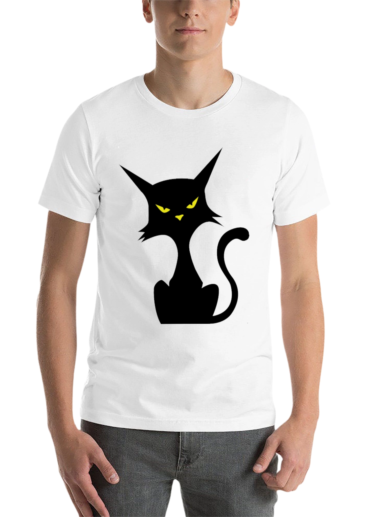 Black Black Cat Graphic Tee - Spooky Season Style view 14