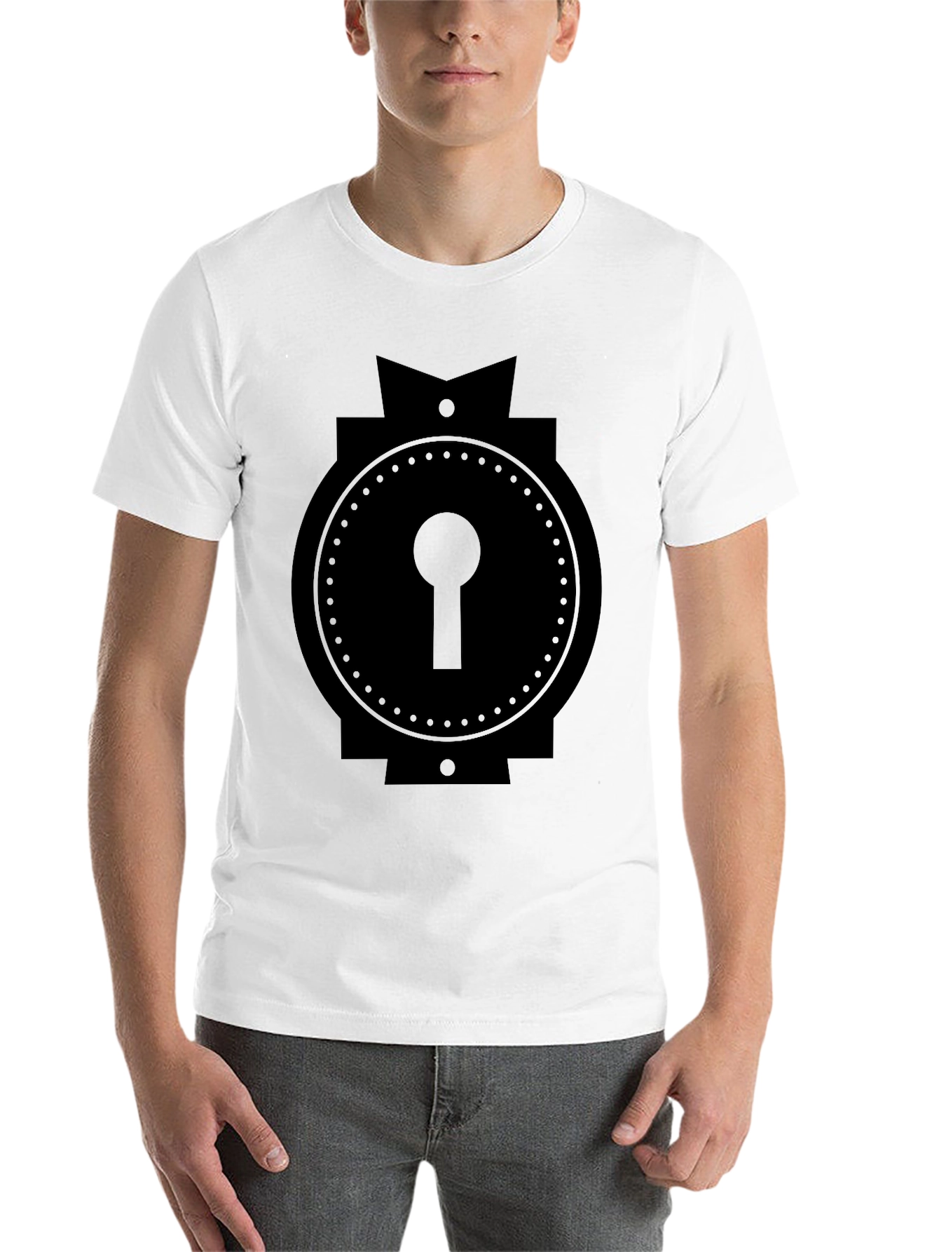 Black Keyhole Graphic Tee - Modern Black T-Shirt view 14